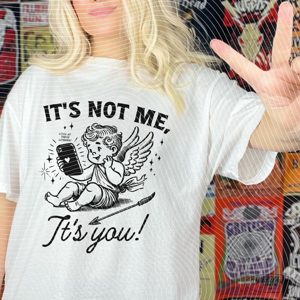 It's Not Me, It's You PNG Anti-Valentine's in Trendy vintage retro Cupid Funny Valentine comic design for Tees, Wall art, Stickers Tote Bags