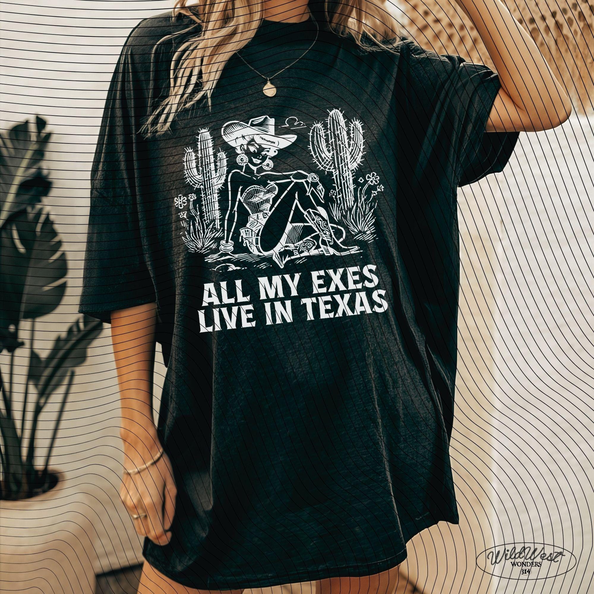 My Exes Live in Texas PNG Western Cowgirl Png Trendy vintage retro comic Valentine's Day Gift for Her for Tees Wall art, Stickers, Tote Bags