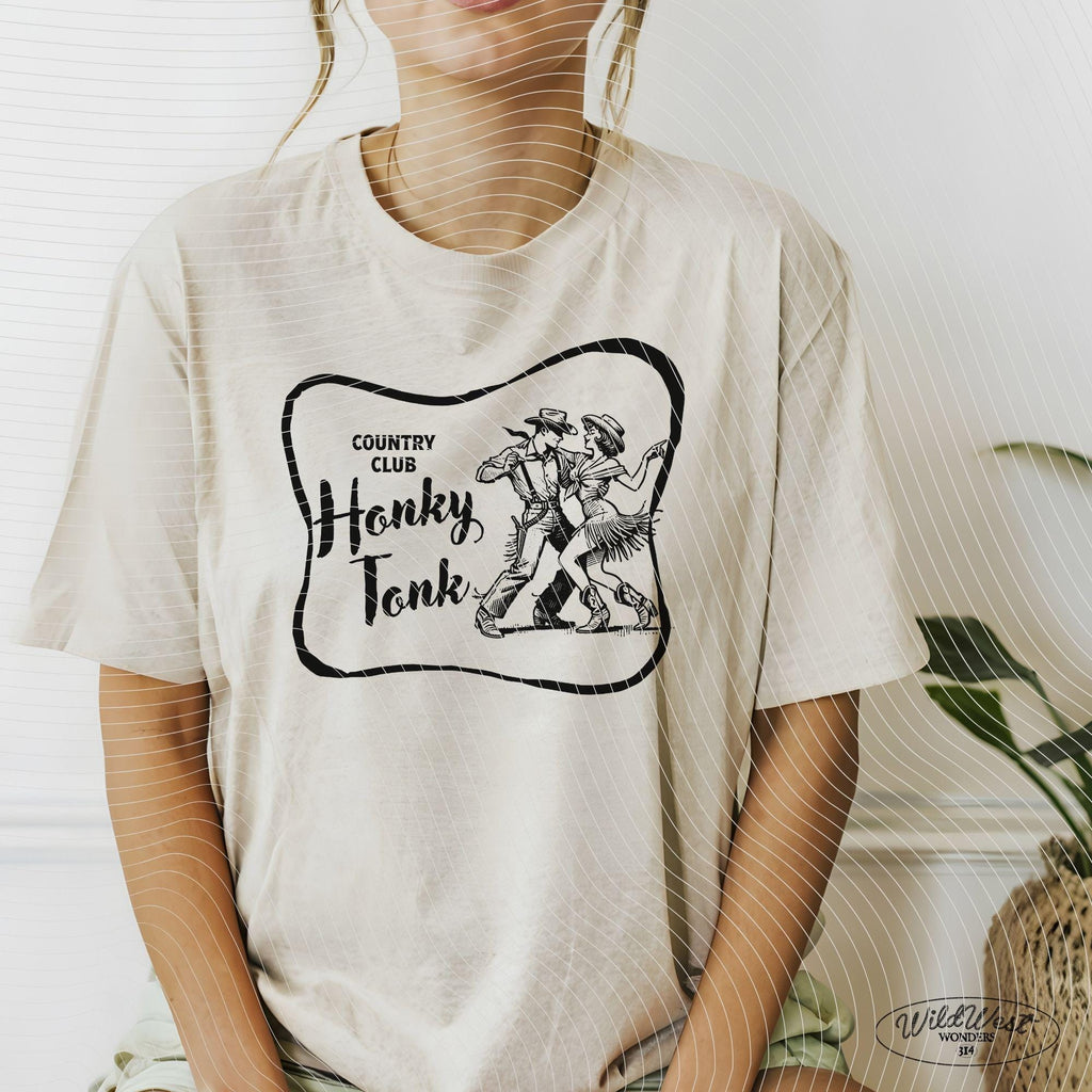 Honky Tonk Country Club PNG, Retro Western Dance PNG Western Cowgirl Png Trendy Retro Vintage Comic for Tees Wall art Stickers Tote Bags
