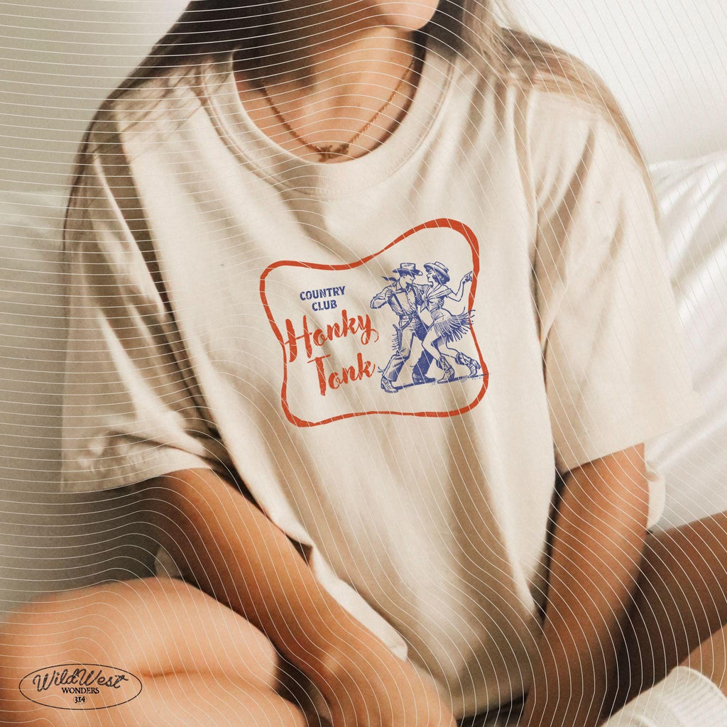 Honky Tonk Country Club PNG, Retro Western Dance PNG Western Cowgirl Png Trendy Retro Vintage Comic for Tees Wall art Stickers Tote Bags