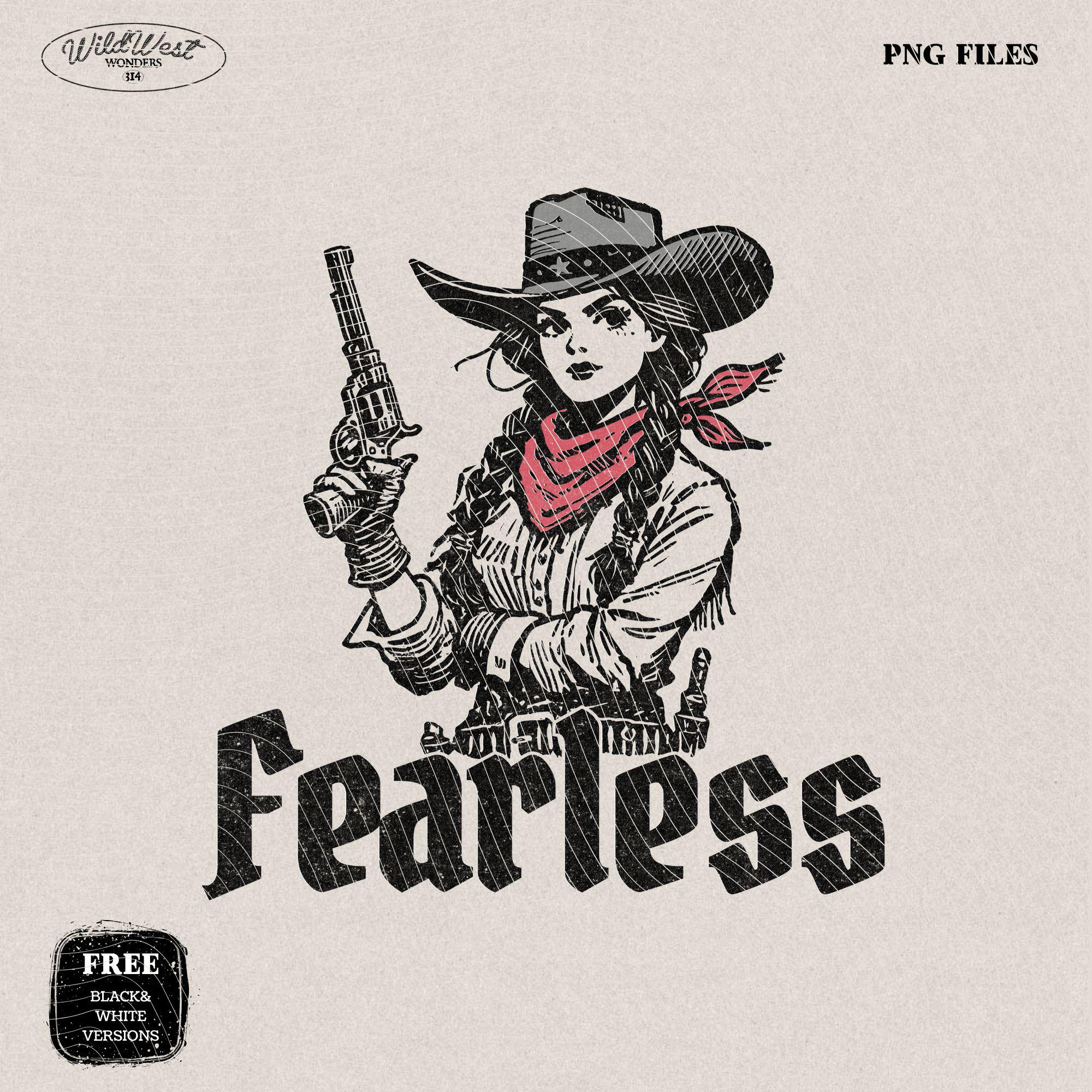 Fearless Cowgirl PNG Retro Western Gunfighter PNG Trendy Vintage Comic Gift for Her Sublimation Graphic for Tees Wall art Stickers Tote Bags