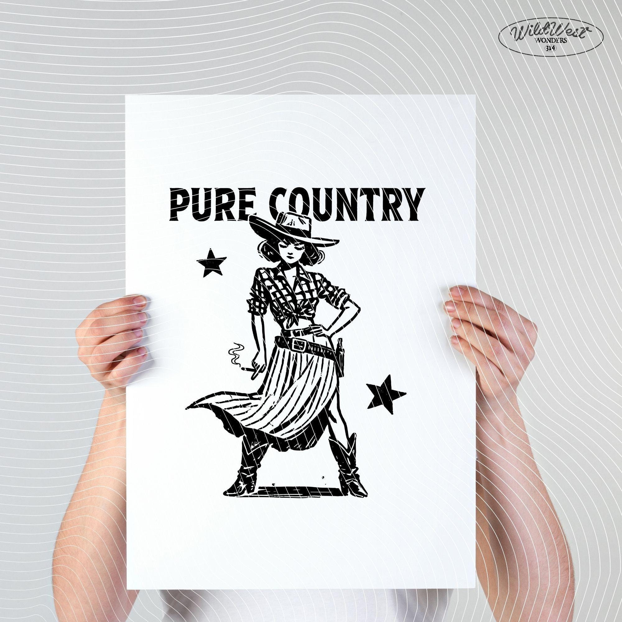 Pure Country Cowgirl PNG Western Cowgirl PNG Trendy Vintage Comic Gift for Her Sublimation Graphic for Tees Wall art, Stickers, Tote Bags