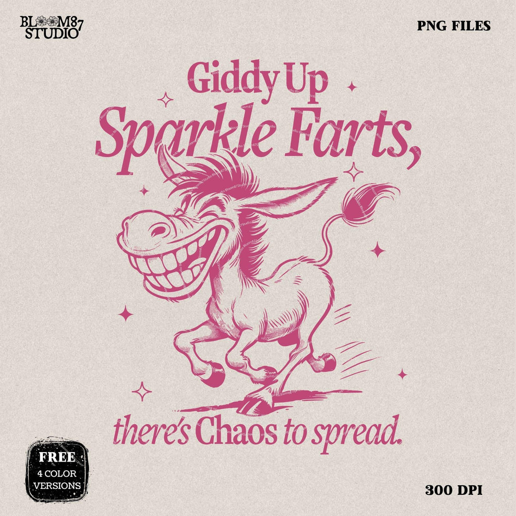 Giddy Up Sparkle Farts PNG, Sarcastic Western Humor, Crazy Horse PNG, Funny Horse Saying, Chaos, For Birthday, Adult, Sublimation Design Png