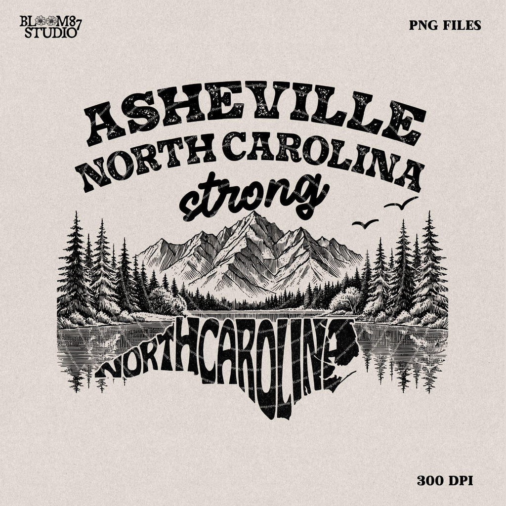 Asheville North Caroline Strong Helene Mountain PNG, Appalachia Strong PNG Hurricane Helene Sublimation Design Download Western Shirt Design