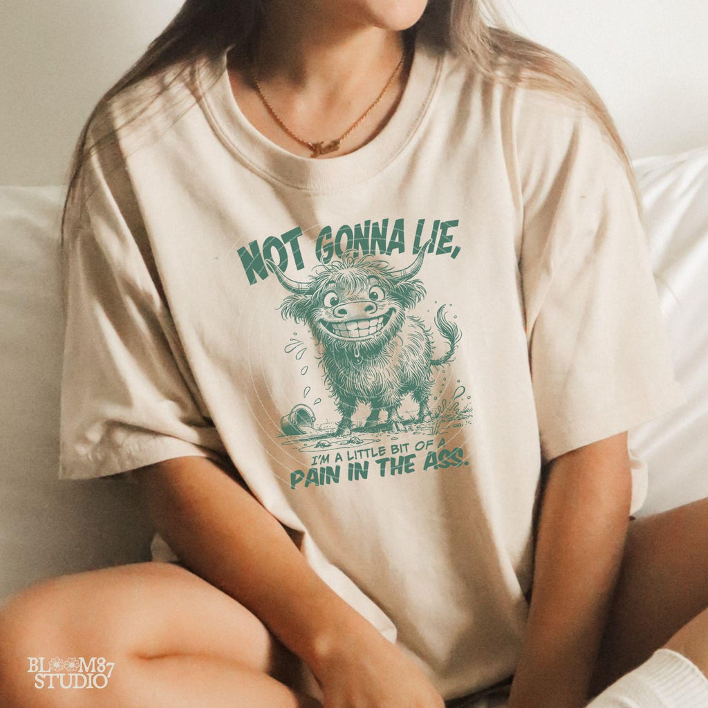 Not Gonna Lie Pain In The Ass PNG, Sublimation Design Png, Highland Cow, Funny Cow Quote, Adult Humor, Sarcastic Saying, Office, Co-Worker