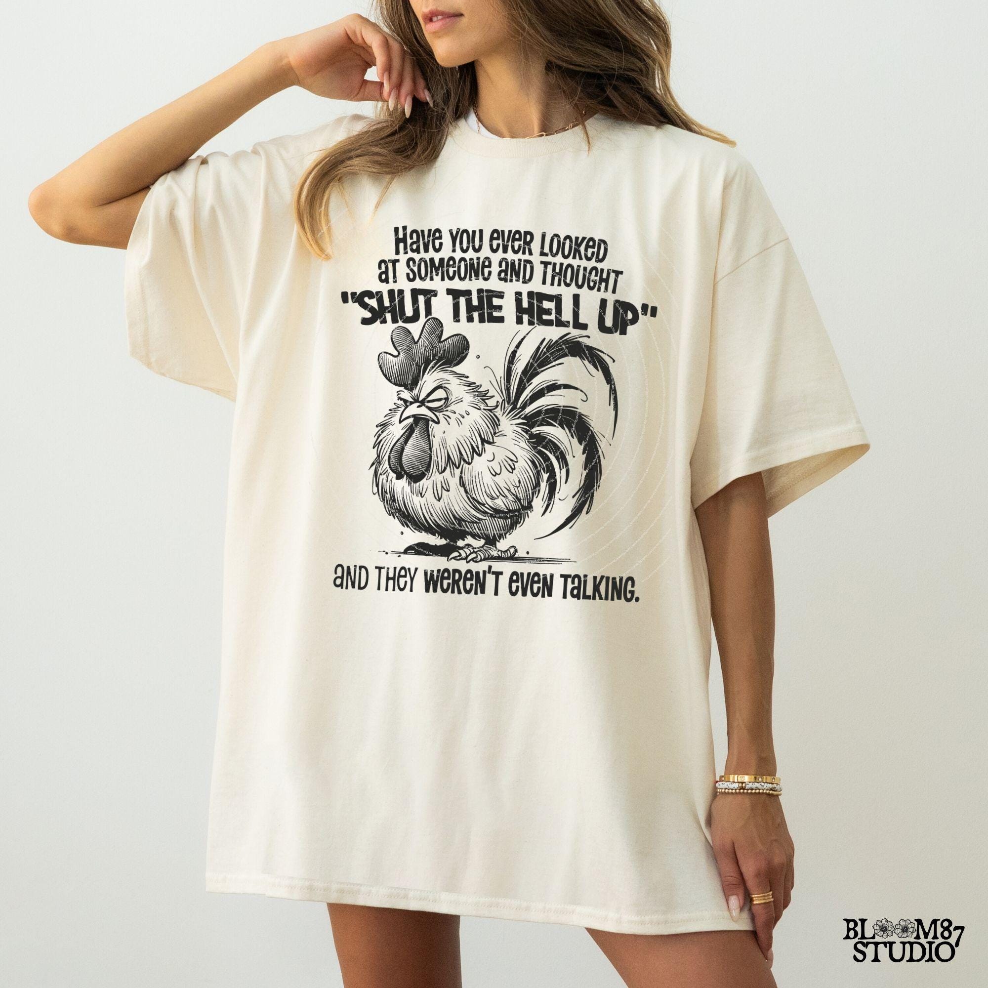 Shut The Hell Up Cranky Angry Rooster PNG, Sublimation Design Png, Adult Humor, Sweary, Crazy Chicken, Sarcastic Quote, Design for t-shirt