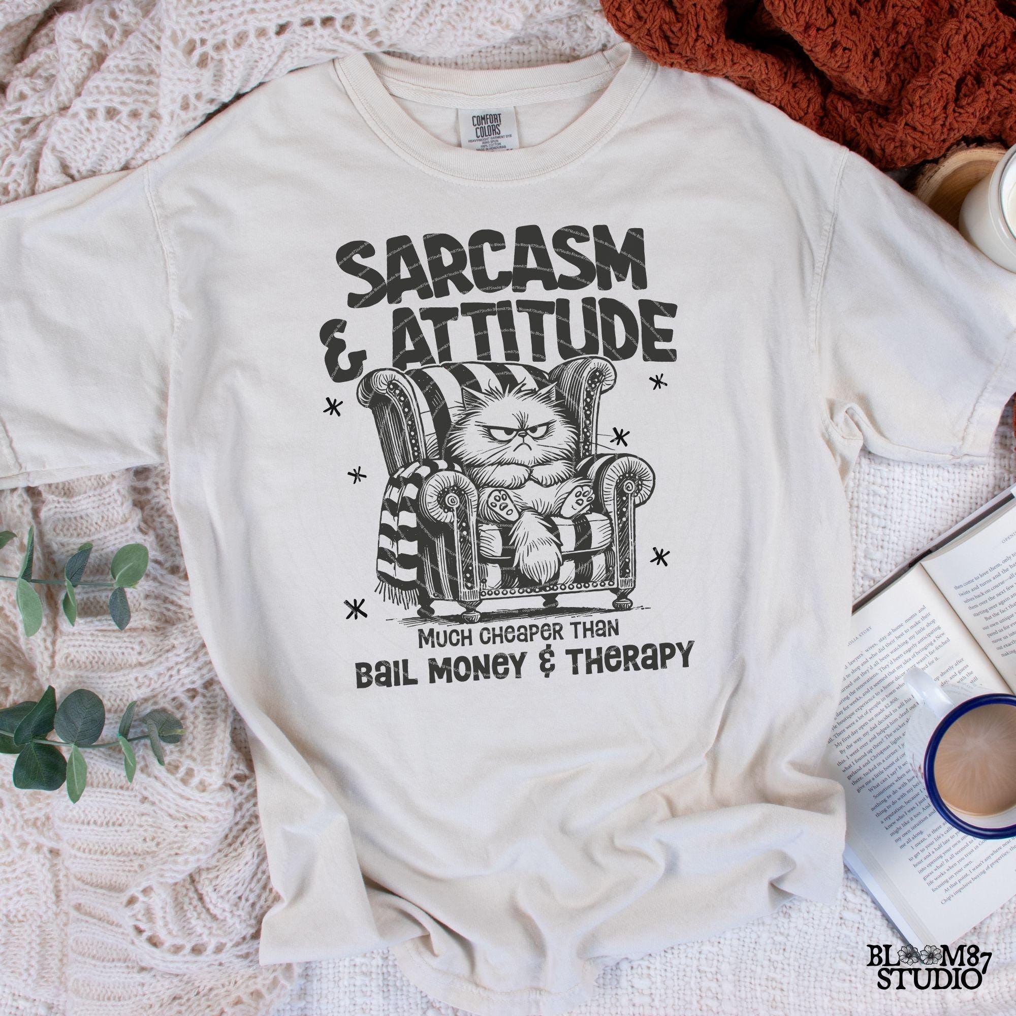 Sarcasm & Attitude Angry Cat PNG, Sublimation Design Png, Funny Quote, Silly Cat With Coffee, Printable Art, Humorous, Design for t-shirt