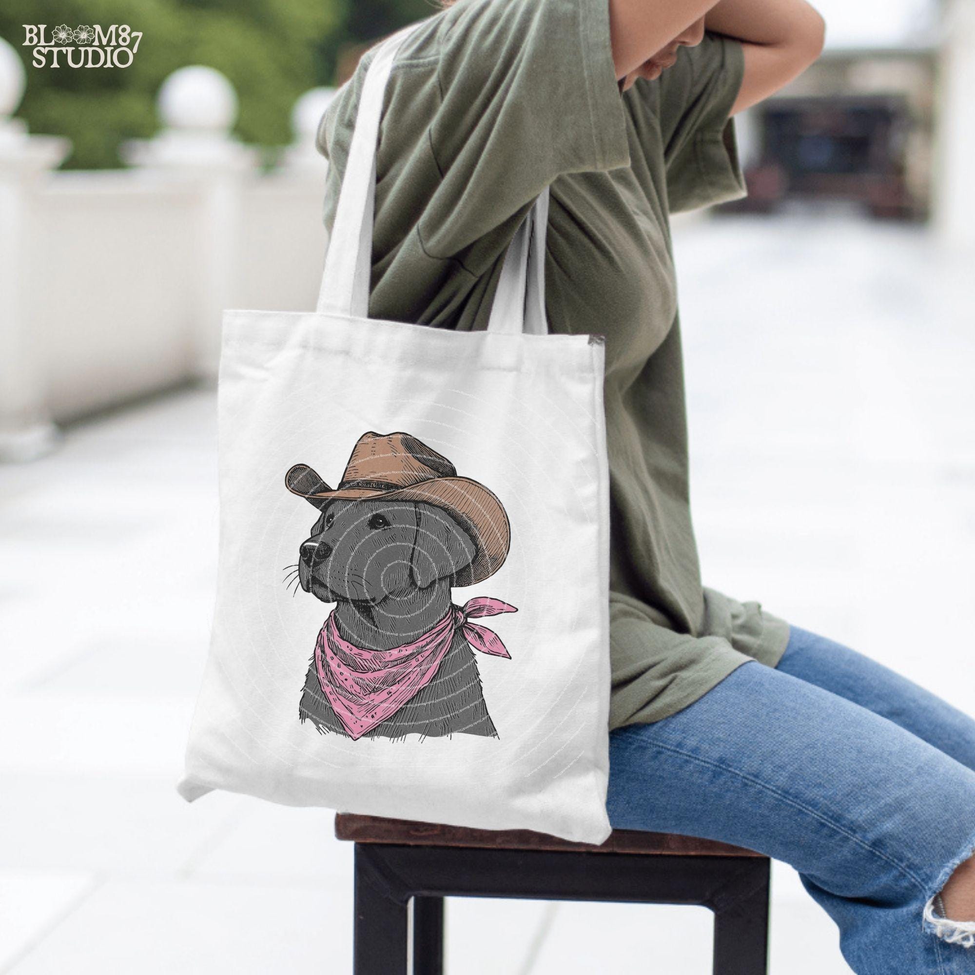 Cowboy Labrador with Bandana and Hat PNG, Rustic Western Animal, Vintage Desert Png, Rustic Country Png, Vintage Farmhouse, Southwestern Png