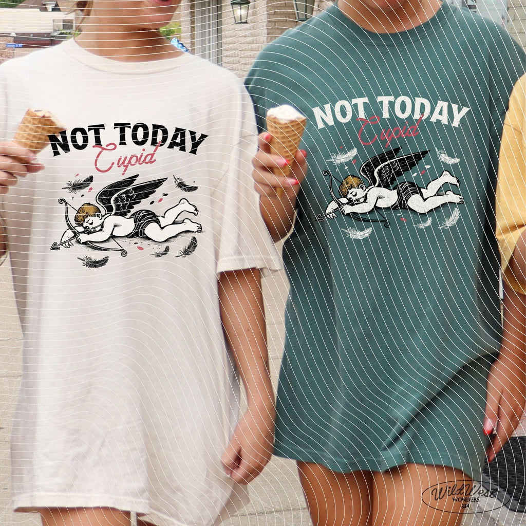 Not Today Cupid PNG Anti-Valentine's Day in Trendy vintage retro Cupid Funny Valentine comic design for Tees, Wall art, Stickers, Tote Bags