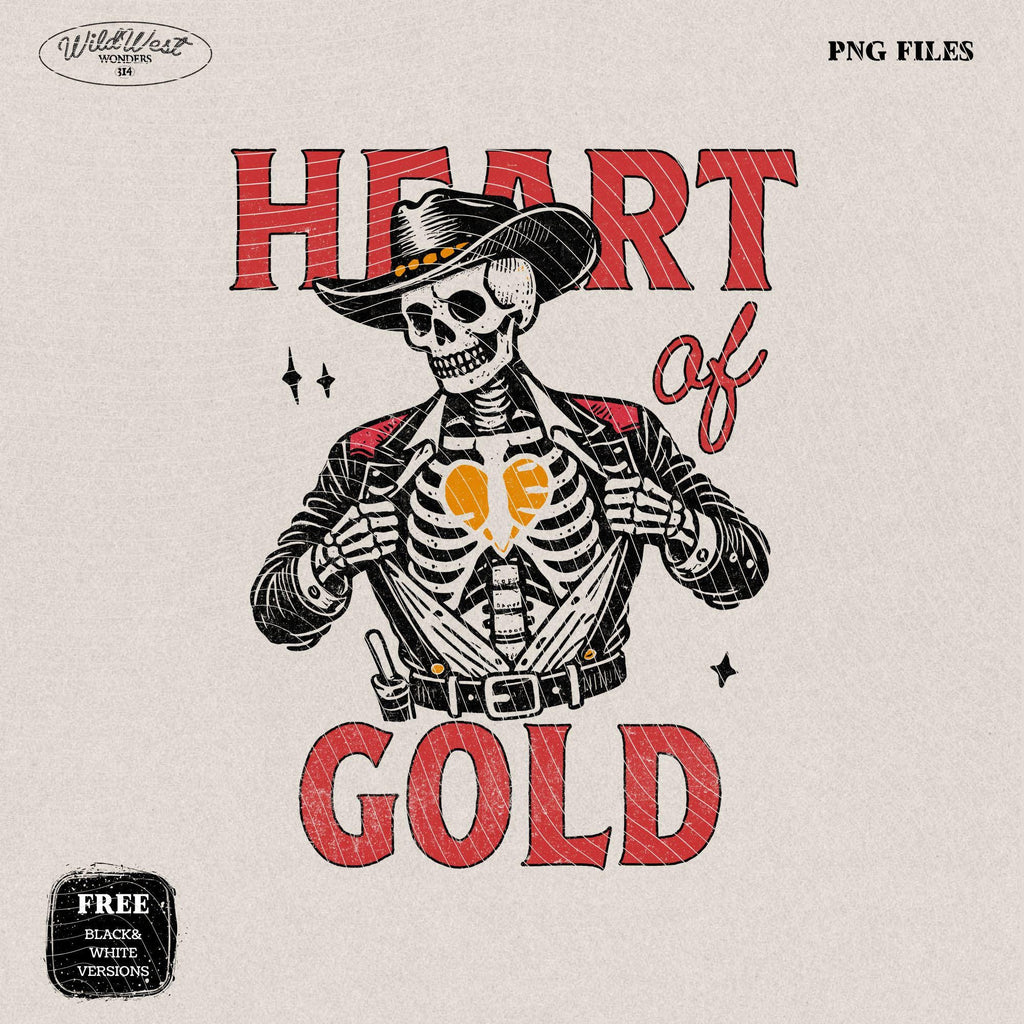 Heart of Gold Western PNG Cowboy Valentine's Day Vintage Rodeo in Trendy Vintage Retro Valentine design for Tees Wall art Stickers Tote Bags