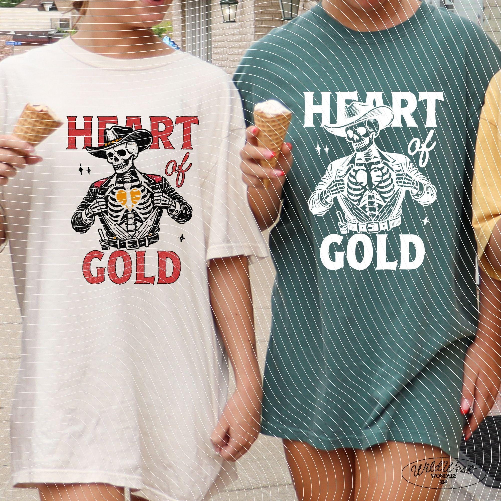 Heart of Gold Western PNG Cowboy Valentine's Day Vintage Rodeo in Trendy Vintage Retro Valentine design for Tees Wall art Stickers Tote Bags