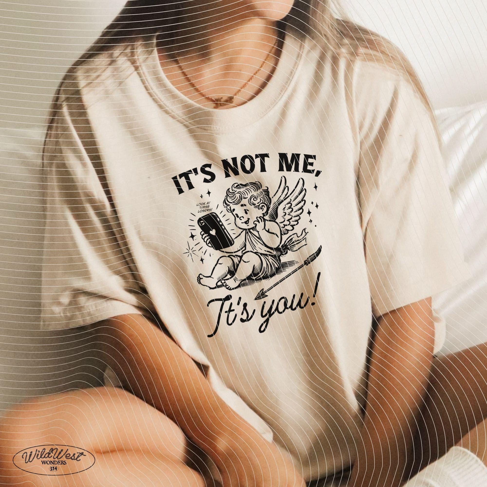 It's Not Me, It's You PNG Anti-Valentine's in Trendy vintage retro Cupid Funny Valentine comic design for Tees, Wall art, Stickers Tote Bags