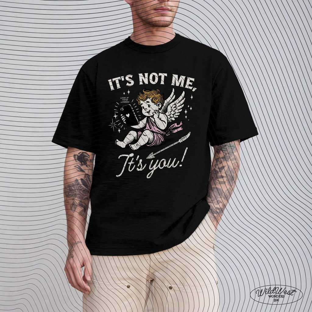 It's Not Me, It's You PNG Anti-Valentine's in Trendy vintage retro Cupid Funny Valentine comic design for Tees, Wall art, Stickers Tote Bags