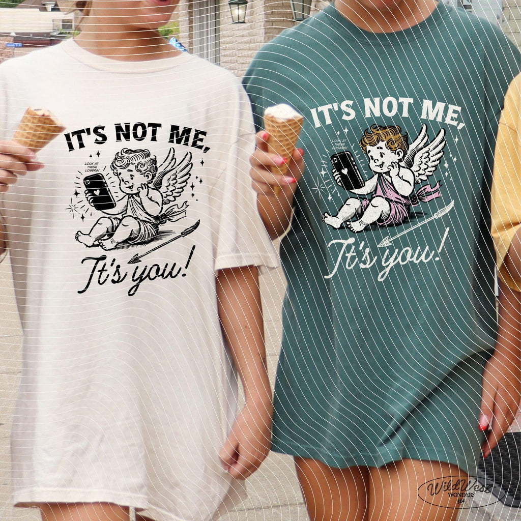 It's Not Me, It's You PNG Anti-Valentine's in Trendy vintage retro Cupid Funny Valentine comic design for Tees, Wall art, Stickers Tote Bags