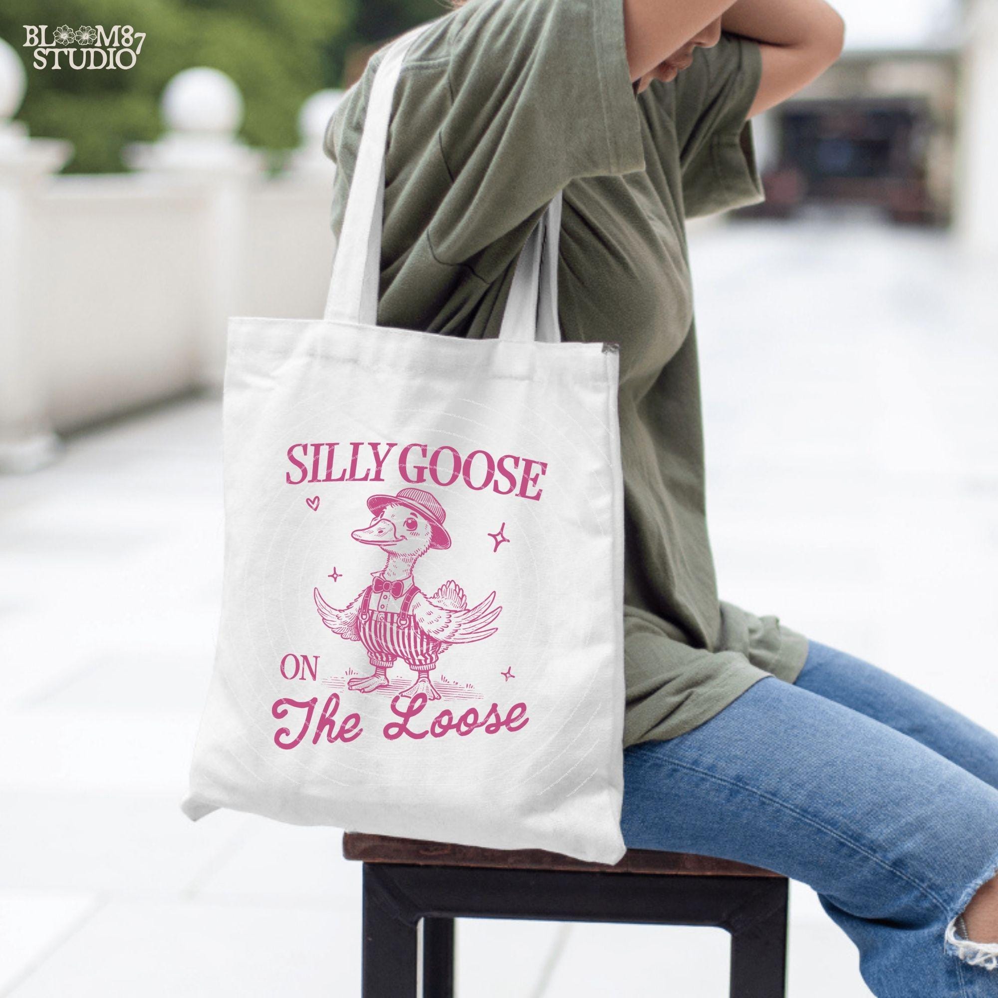 Silly Goose On The Loose PNG Shirt, Cowboy Goose Png, Funny Goose Png, Adult Humor Png, Sublimation Design Png For Tees, Tote bags, Stickers