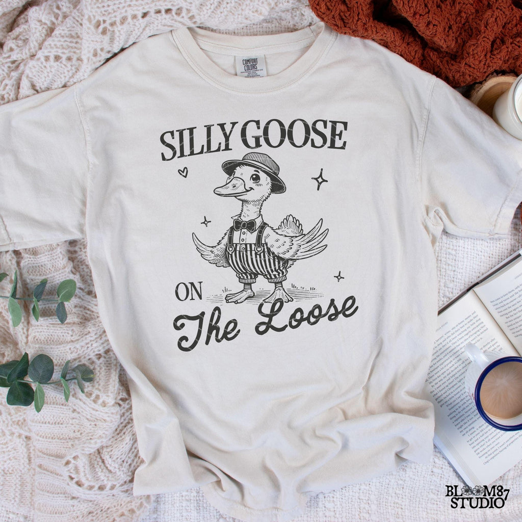 Silly Goose On The Loose PNG Shirt, Cowboy Goose Png, Funny Goose Png, Adult Humor Png, Sublimation Design Png For Tees, Tote bags, Stickers