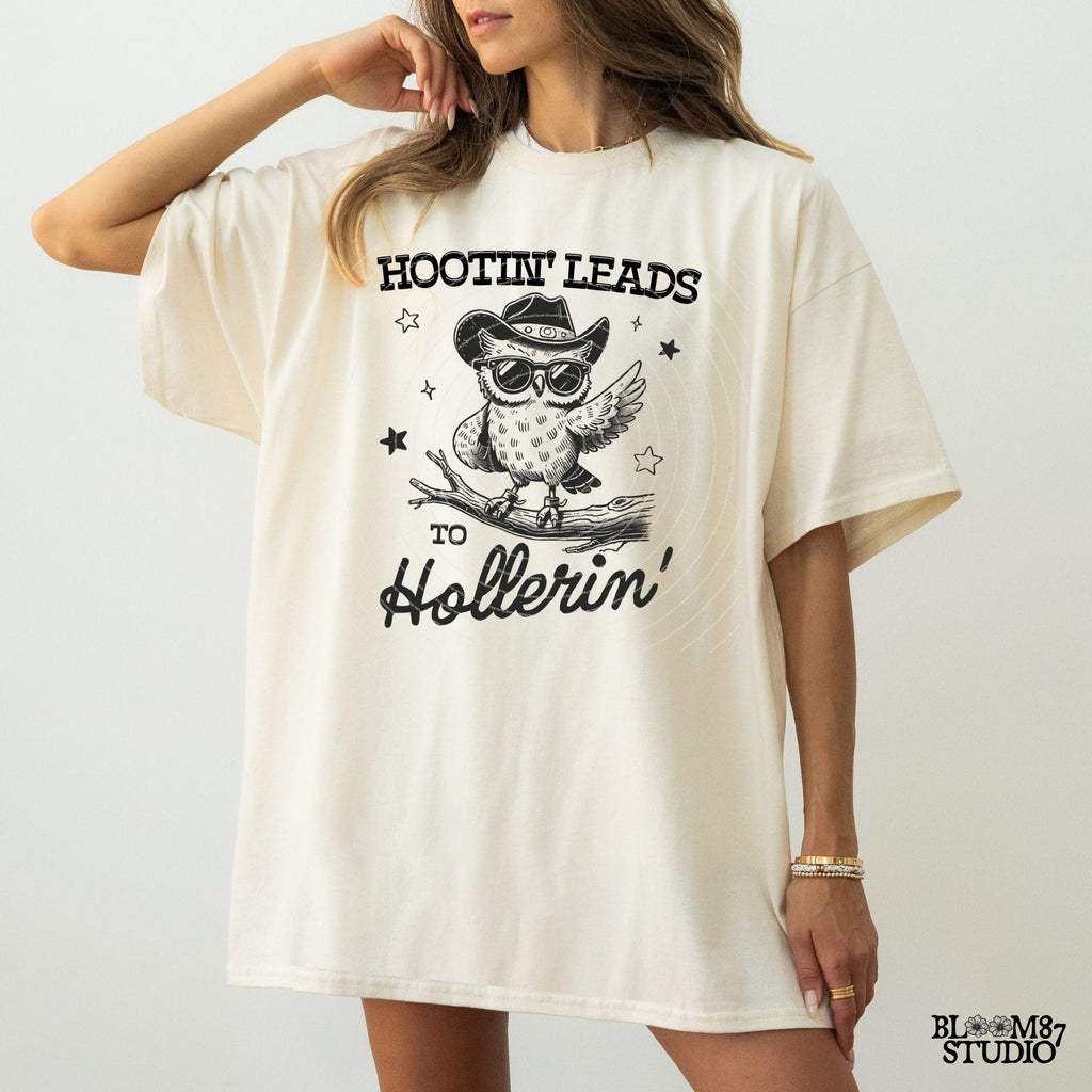 Hootin' Leads To Hollerin PNG, Vintage Western Owl Design for Shirt, Cowboy Country Saying, Trendy Funny, Sublimation for Tees and more!