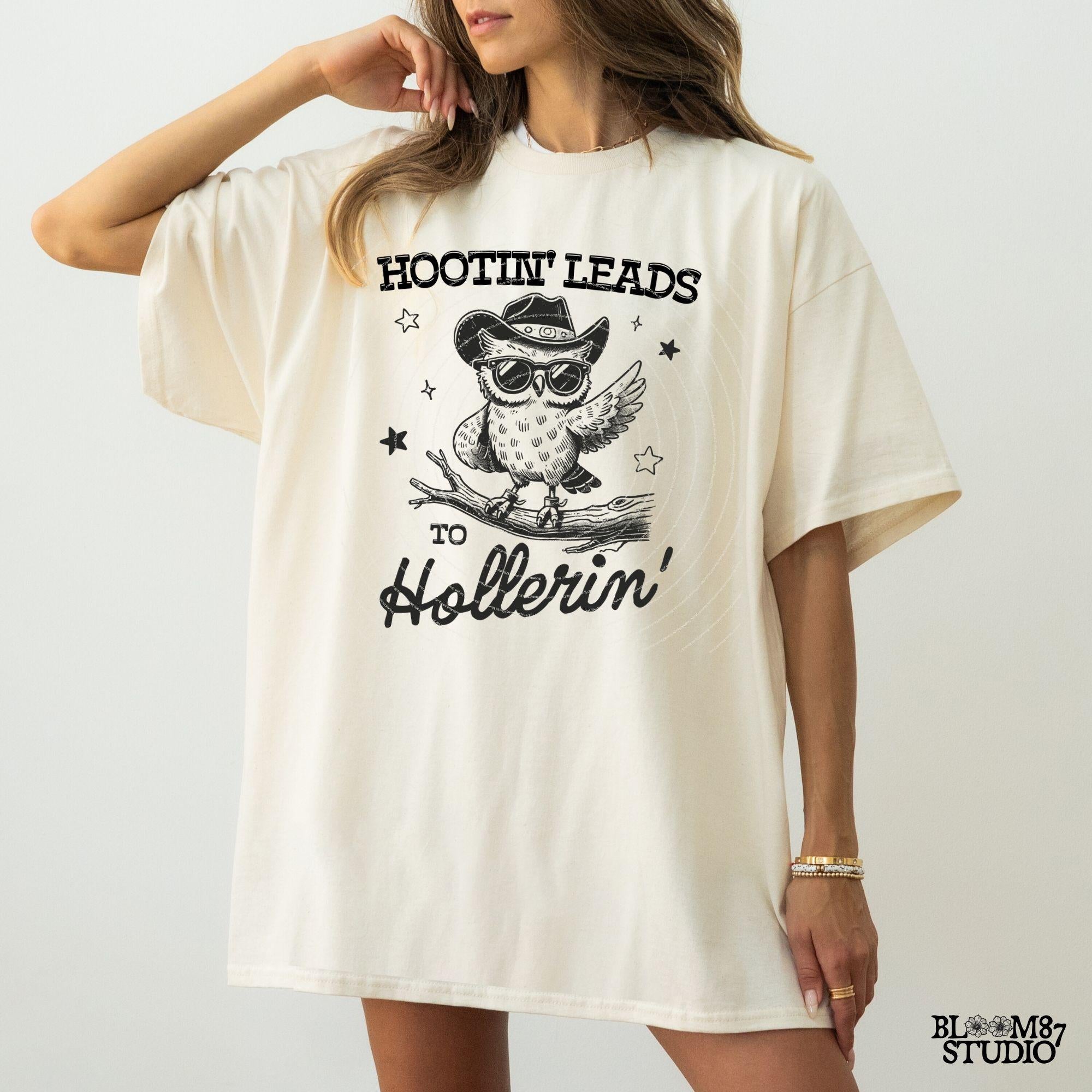 Hootin' Leads To Hollerin PNG, Vintage Western Owl Design for Shirt, Cowboy Country Saying, Trendy Funny, Sublimation for Tees and more!