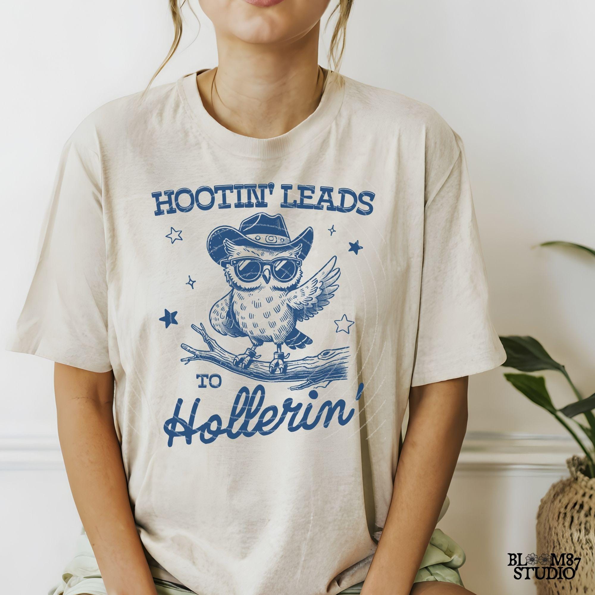 Hootin' Leads To Hollerin PNG, Vintage Western Owl Design for Shirt, Cowboy Country Saying, Trendy Funny, Sublimation for Tees and more!