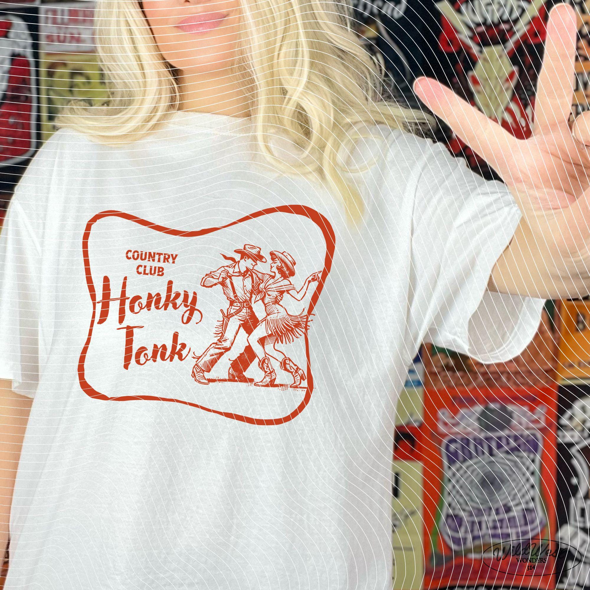 Honky Tonk Country Club PNG, Retro Western Dance PNG Western Cowgirl Png Trendy Retro Vintage Comic for Tees Wall art Stickers Tote Bags