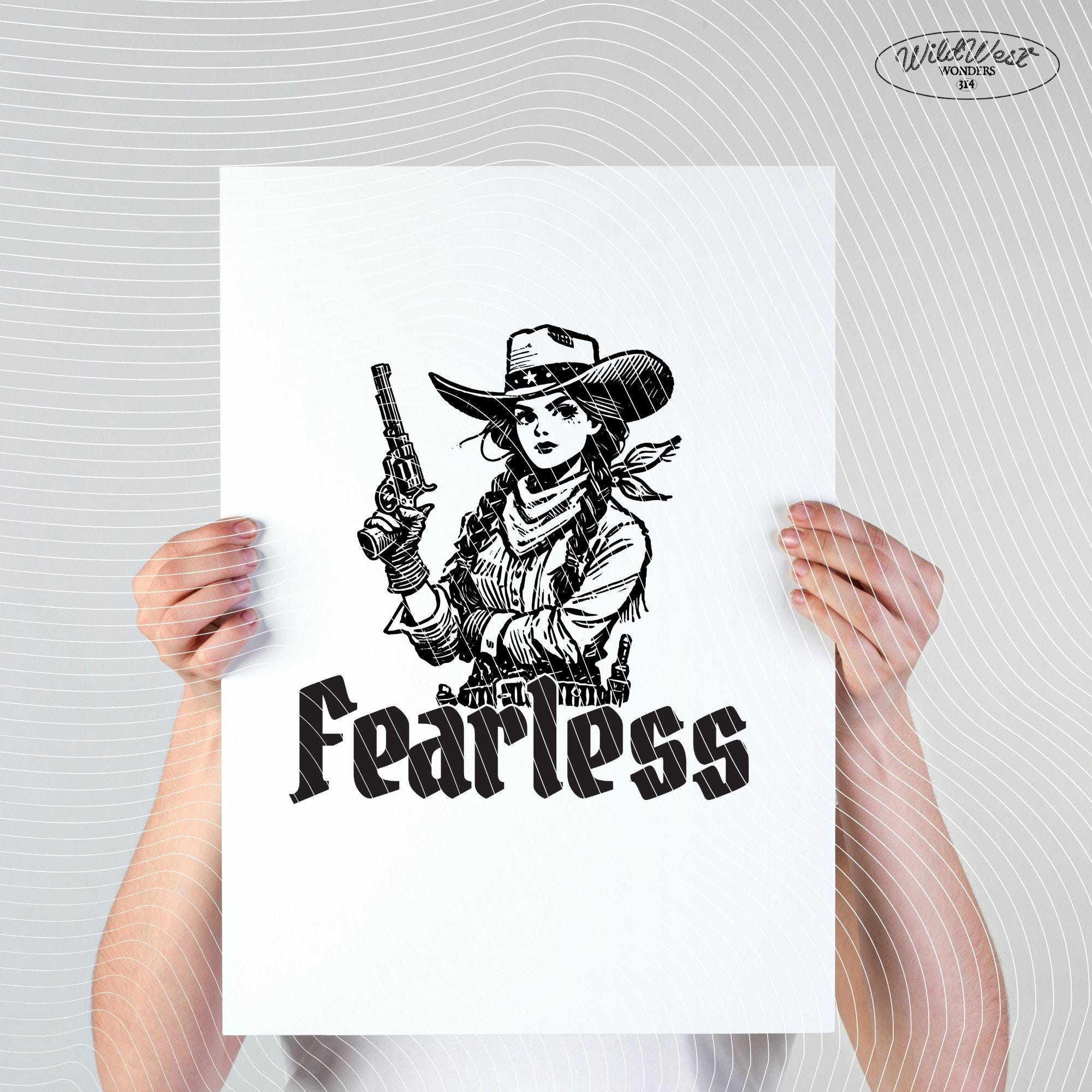Fearless Cowgirl PNG Retro Western Gunfighter PNG Trendy Vintage Comic Gift for Her Sublimation Graphic for Tees Wall art Stickers Tote Bags