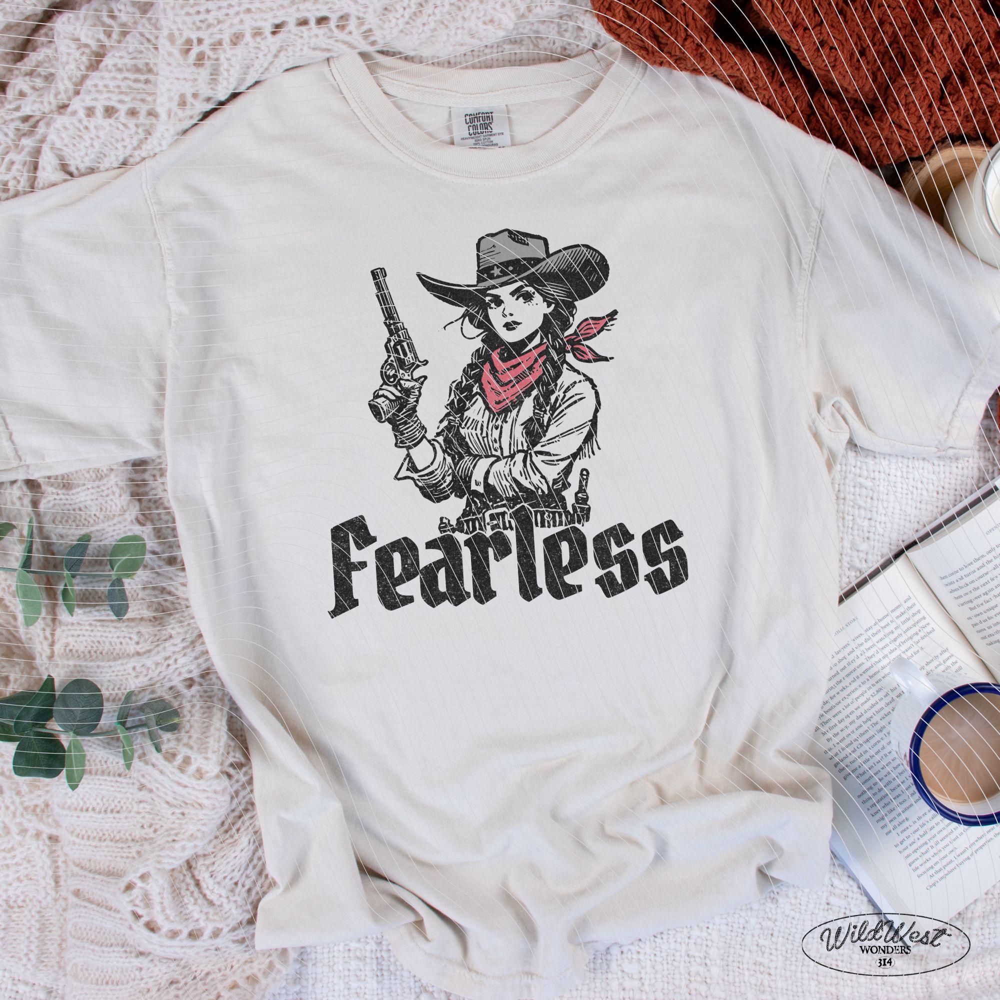 Fearless Cowgirl PNG Retro Western Gunfighter PNG Trendy Vintage Comic Gift for Her Sublimation Graphic for Tees Wall art Stickers Tote Bags
