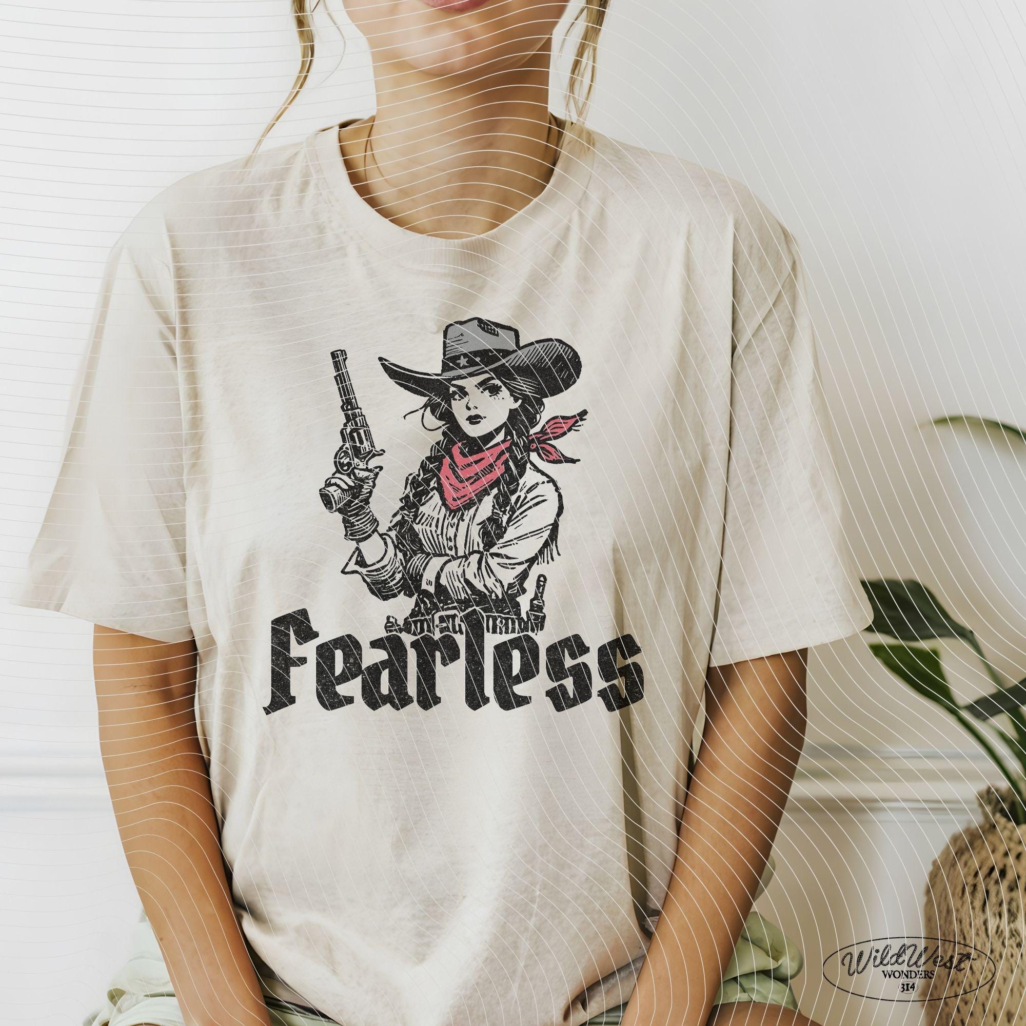 Fearless Cowgirl PNG Retro Western Gunfighter PNG Trendy Vintage Comic Gift for Her Sublimation Graphic for Tees Wall art Stickers Tote Bags
