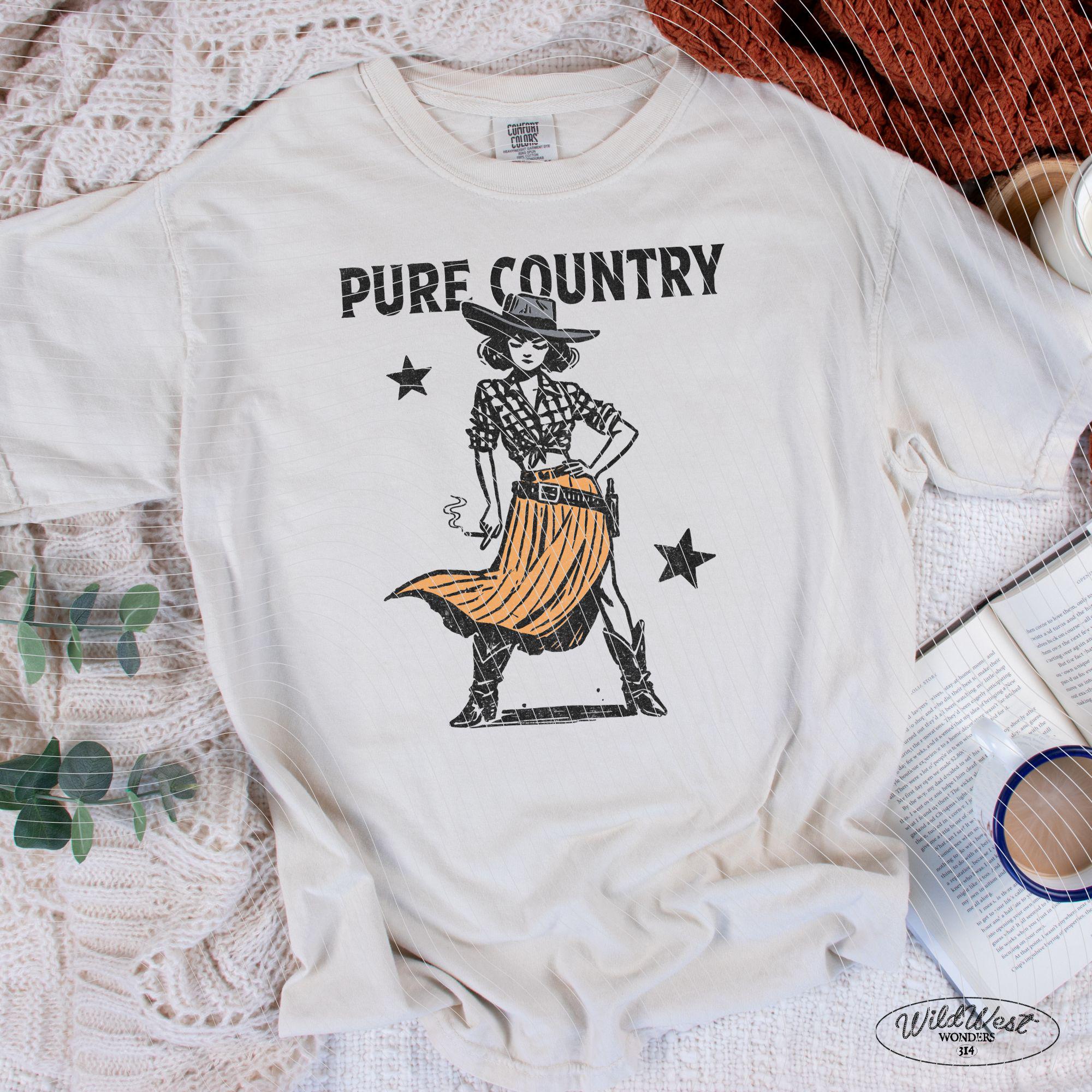 Pure Country Cowgirl PNG Western Cowgirl PNG Trendy Vintage Comic Gift for Her Sublimation Graphic for Tees Wall art, Stickers, Tote Bags