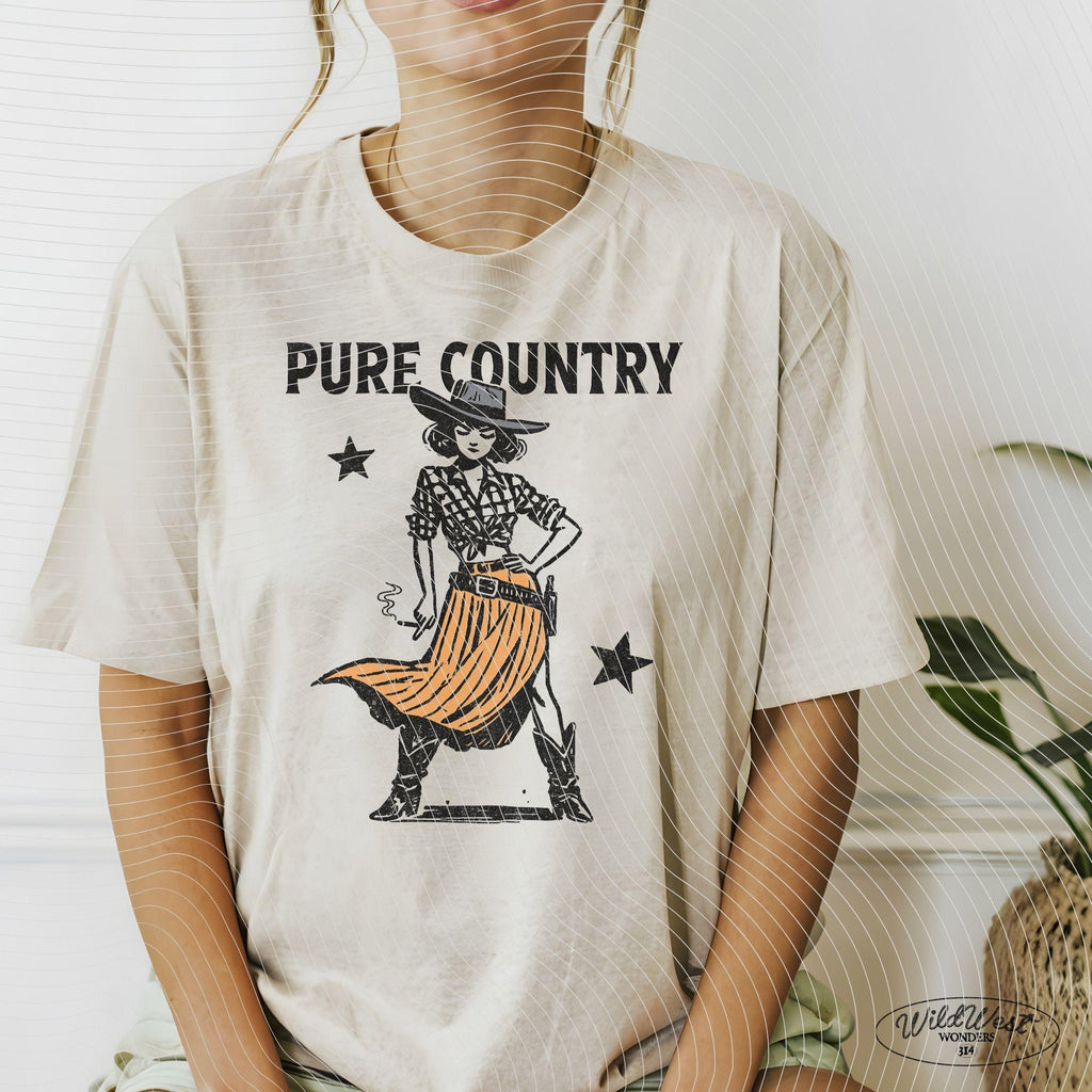 Pure Country Cowgirl PNG Western Cowgirl PNG Trendy Vintage Comic Gift for Her Sublimation Graphic for Tees Wall art, Stickers, Tote Bags