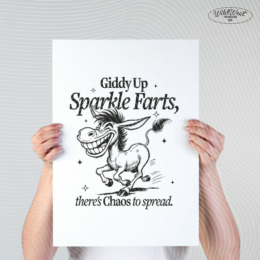 Giddy Up Sparkle Farts PNG, Sarcastic Western Humor, Crazy Horse PNG, Funny Horse Saying, Chaos, For Birthday, Adult, Sublimation Design Png