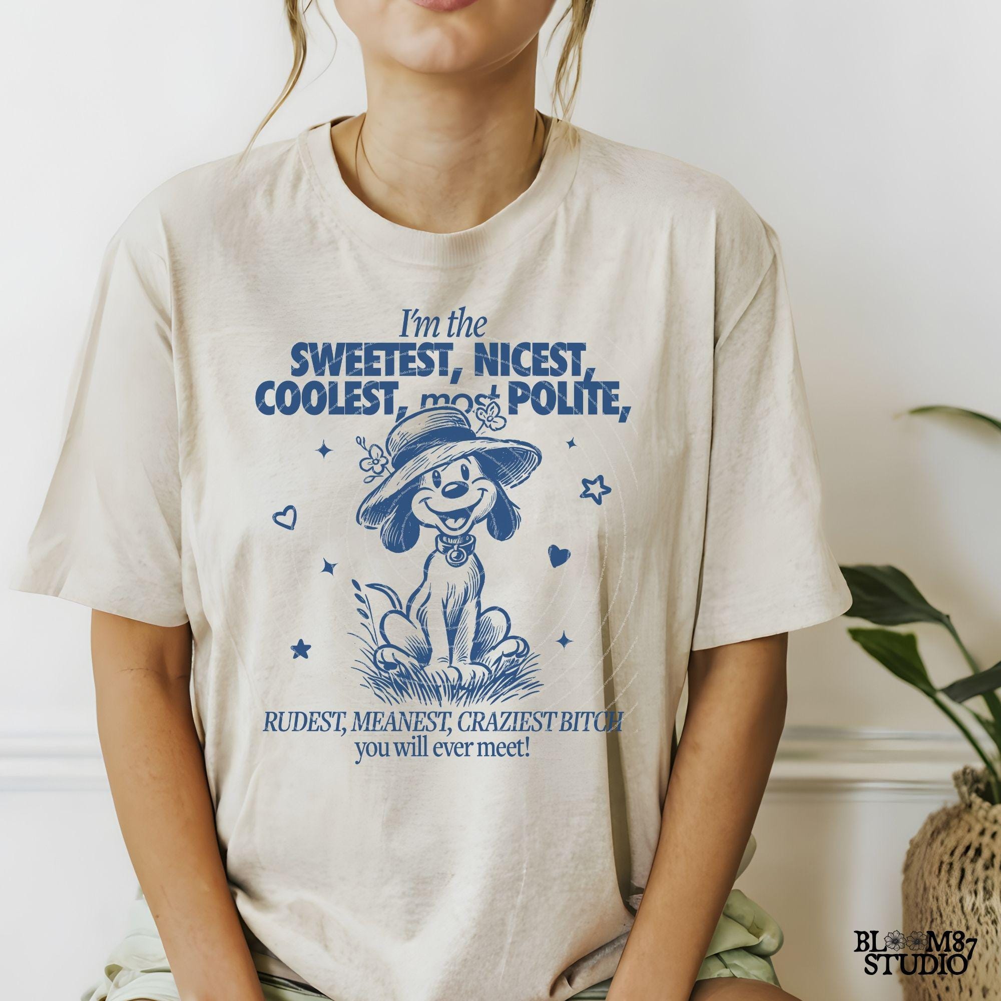 I'm The Sweetest Nicest Coolest PNG, Funny Sarcastic Quote, Crazy B*tch PNG, Adult Humor, Silly Dog, Sublimation Design for Tees, Wall art
