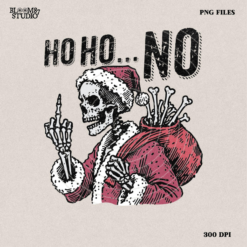 Ho Ho No Skeleton Santa PNG, Sarcastic Christmas Skull PNG, Funny Christmas Sublimation Design, Dark Humor Christmas Png, Anti Christmas Png