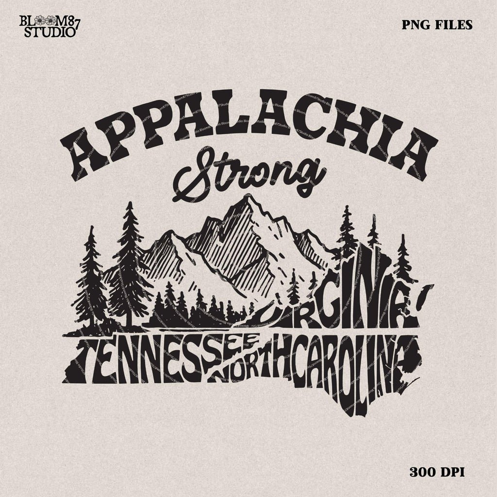 Appalachia Strong PNG, Hurricane Helene, Virginia, Tennessee, North Caroline Hurricane PNG, Sublimation Design Download Western Shirt Design