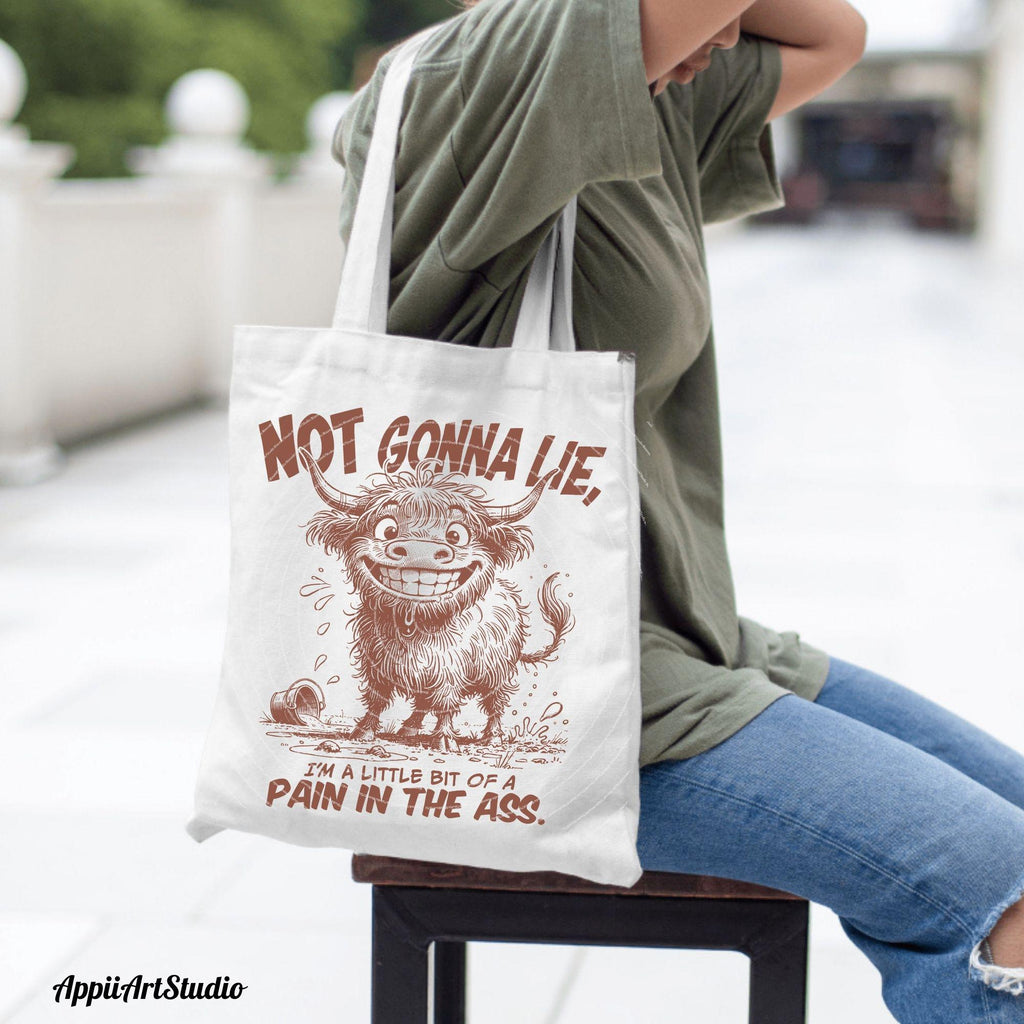 Not Gonna Lie Pain In The Ass PNG, Sublimation Design Png, Highland Cow, Funny Cow Quote, Adult Humor, Sarcastic Saying, Office, Co-Worker