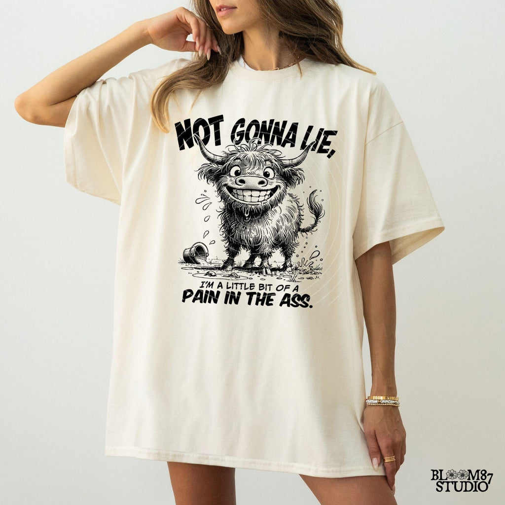 Not Gonna Lie Pain In The Ass PNG, Sublimation Design Png, Highland Cow, Funny Cow Quote, Adult Humor, Sarcastic Saying, Office, Co-Worker