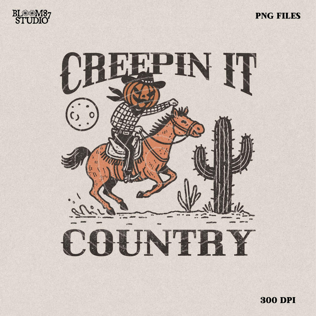 Creepin It Country Western png Halloween Horror png, Spooky Season png Western PNG Spooky Png Halloween Pumpkin Png Fall Png Sublime Design