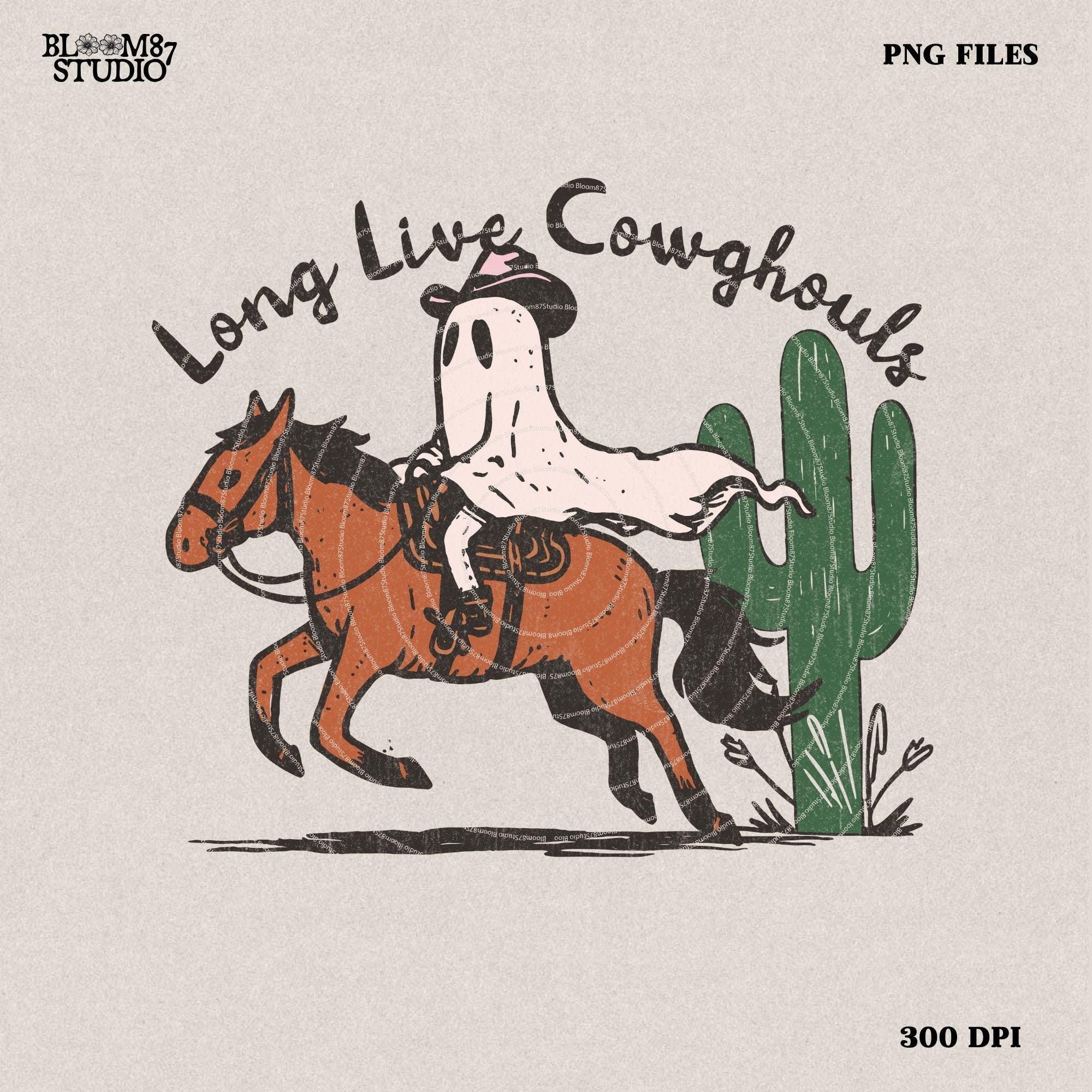 Long Live Cowghouls PNG, Western Halloween PNG, Western Ghost PNG, Cute Halloween Design, Retro Halloween, Shirt Design Png, Sublimation Png