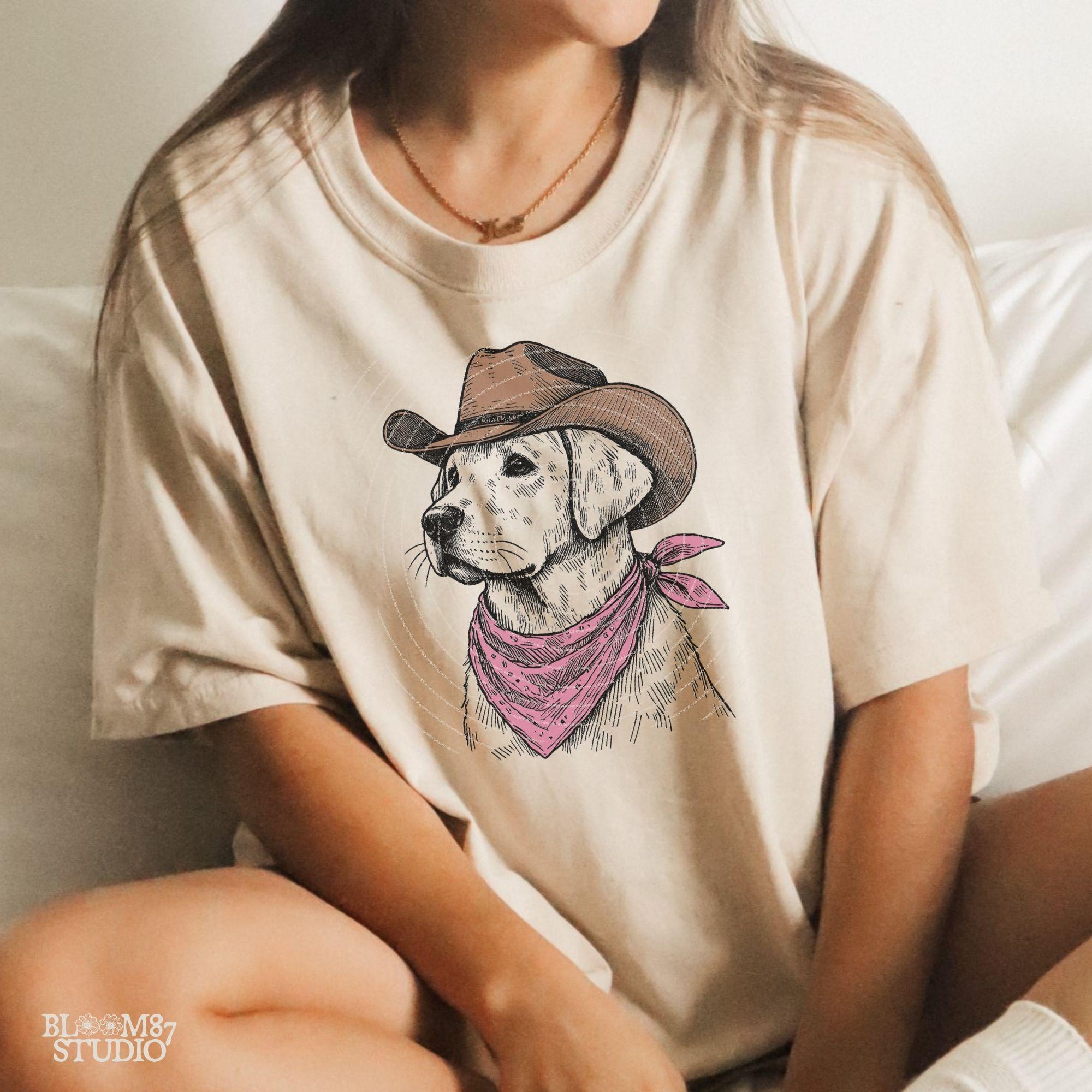 Cowboy Labrador with Bandana and Hat PNG, Rustic Western Animal, Vintage Desert Png, Rustic Country Png, Vintage Farmhouse, Southwestern Png