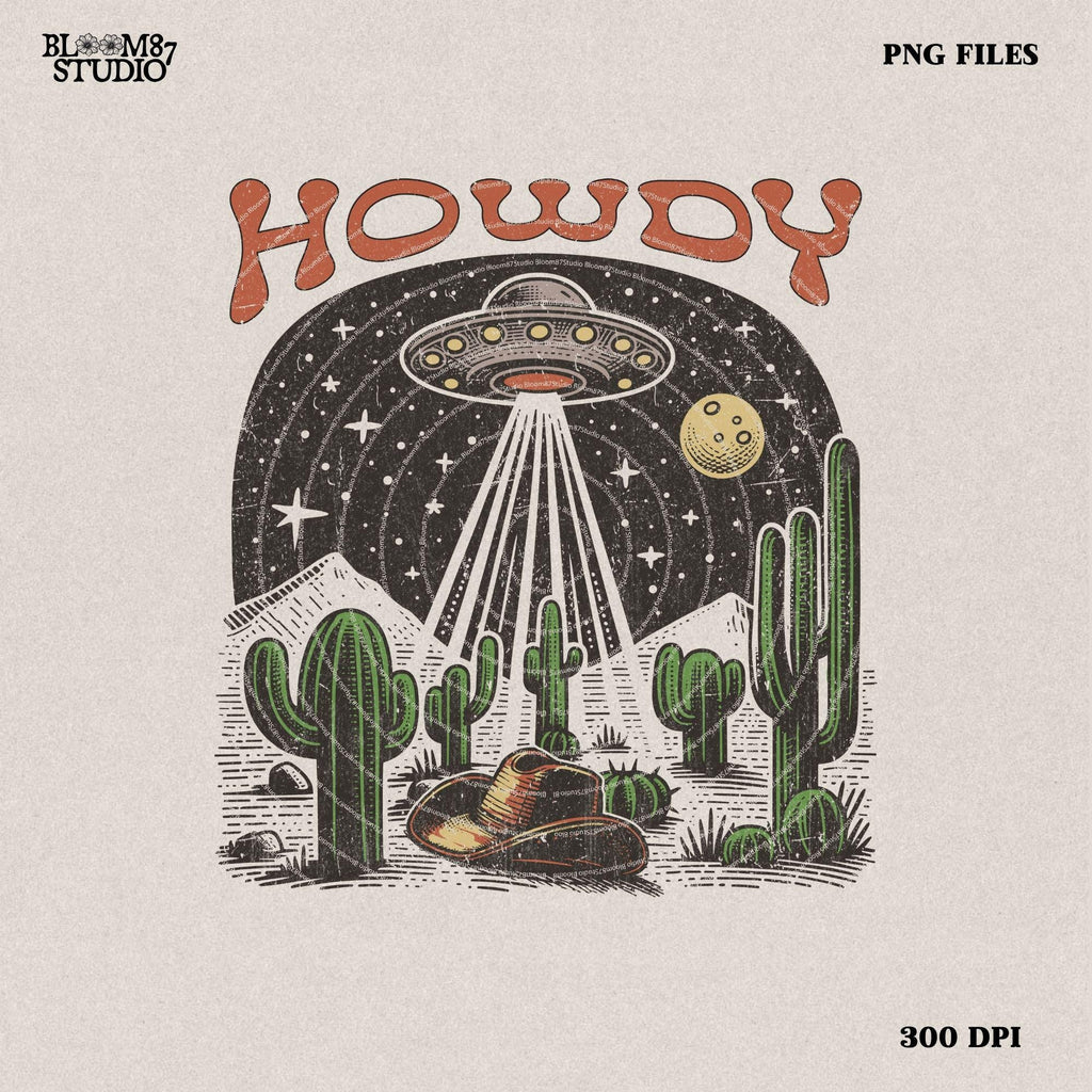 Howdy png, Western Png, Western UFO Png, Cowgirl Png, Sublimation Png, Instant Download, Western Sublimation Download, Rodeo Cowboy Png