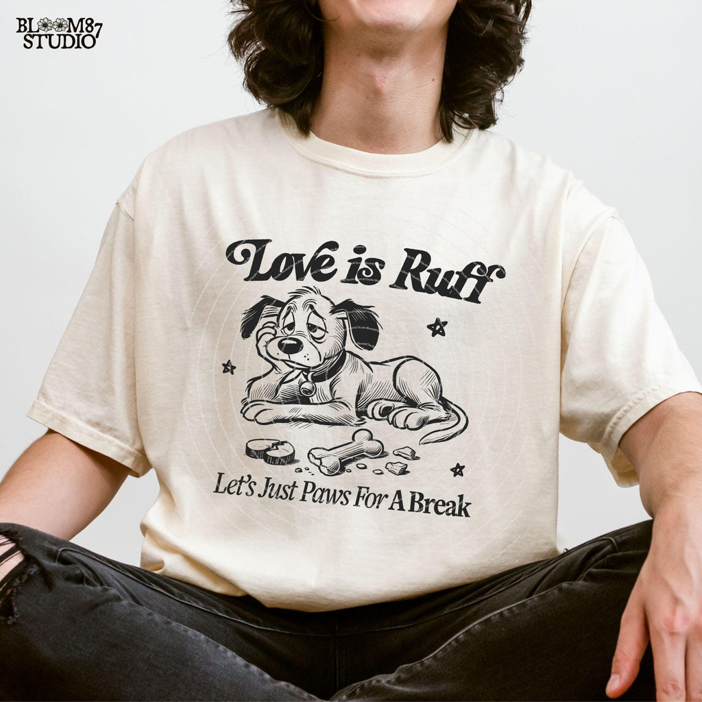 Love is ruff, let’s just paws for a break PNG, Funny Valentine Shirt Design, Vintage Retro Funny Dog, Anti Valentine, Sublimation, Stickers