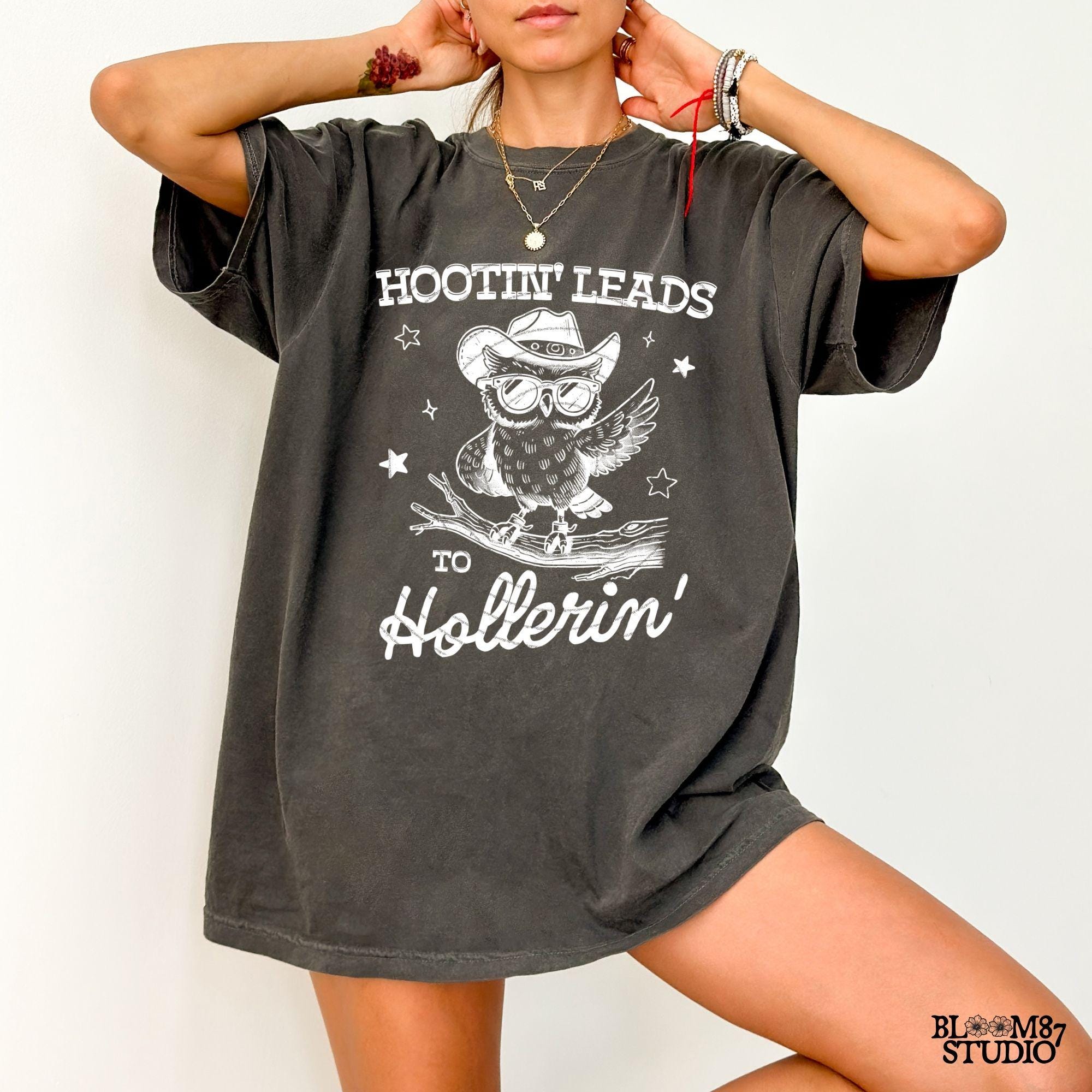 Hootin' Leads To Hollerin PNG, Vintage Western Owl Design for Shirt, Cowboy Country Saying, Trendy Funny, Sublimation for Tees and more!