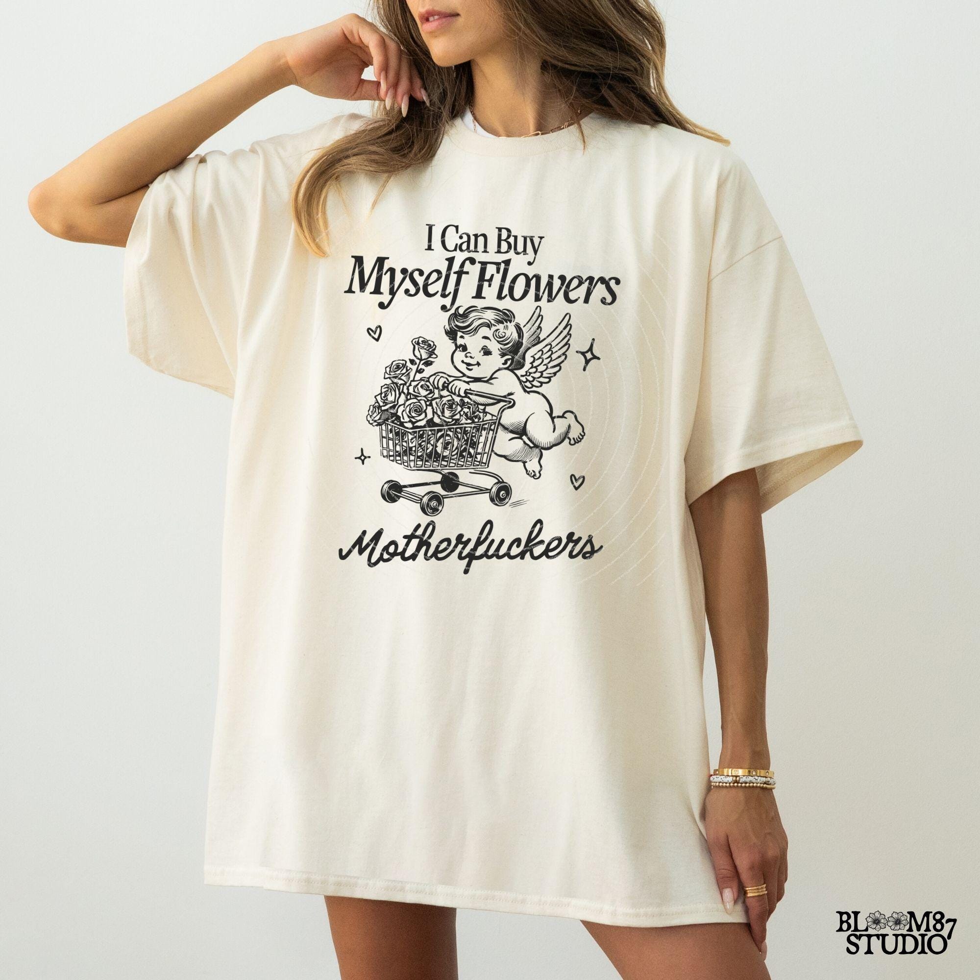 I Can Buy My Self Flowers PNG, Funny Valentine Shirt Design, Vintage Retro Funny Cupid Png, Anti Valentine Day, Sublimation for Tees & More!
