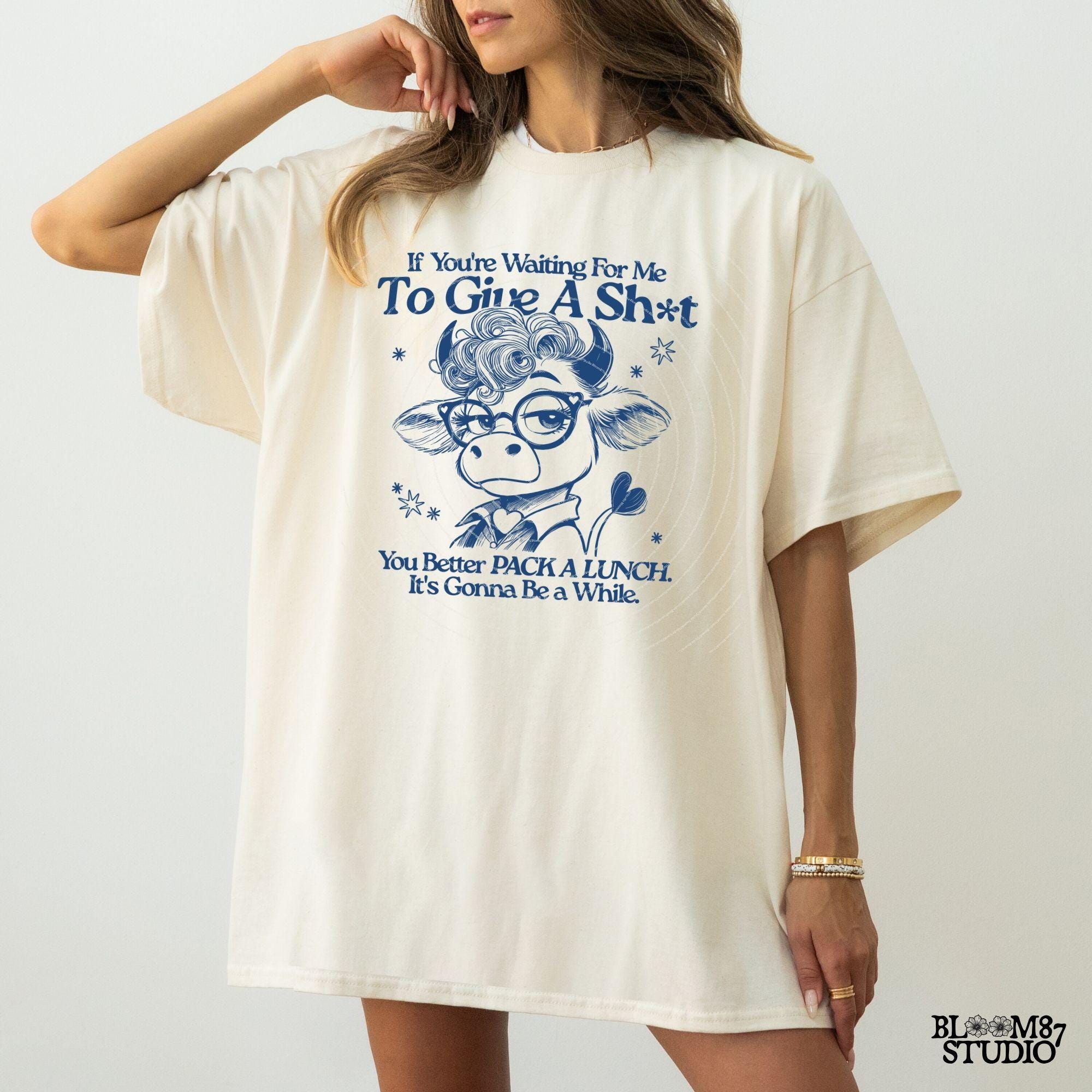 If You're Waiting For Me To Give A Shit PNG, Funny Cow Cartoon PNG, Funny Cow PNG For Her Gift, Sarcastic Humor, Sublimation Download Png