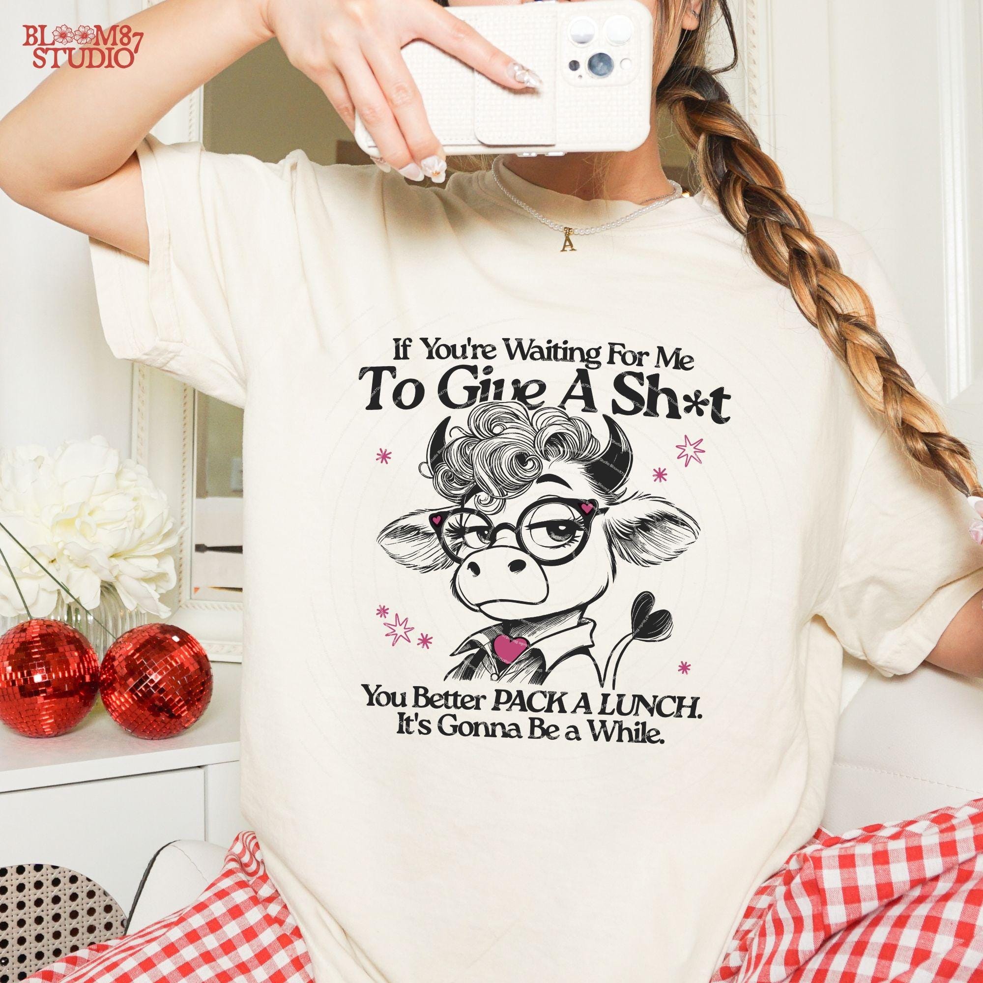 If You're Waiting For Me To Give A Shit PNG, Funny Cow Cartoon PNG, Funny Cow PNG For Her Gift, Sarcastic Humor, Sublimation Download Png