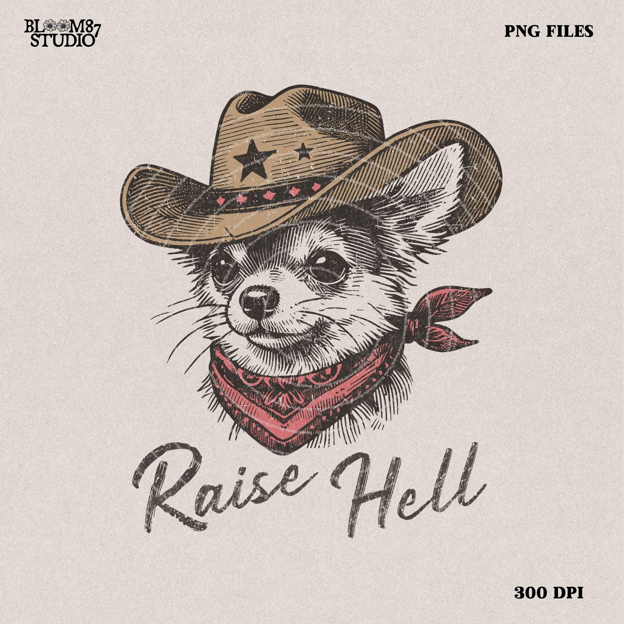 Raise hell Cowdog png, Western sublimation Png, Cowboy Chihuahua Png, Funny western shirt design, Cowboy graphic Png, Country shirt print