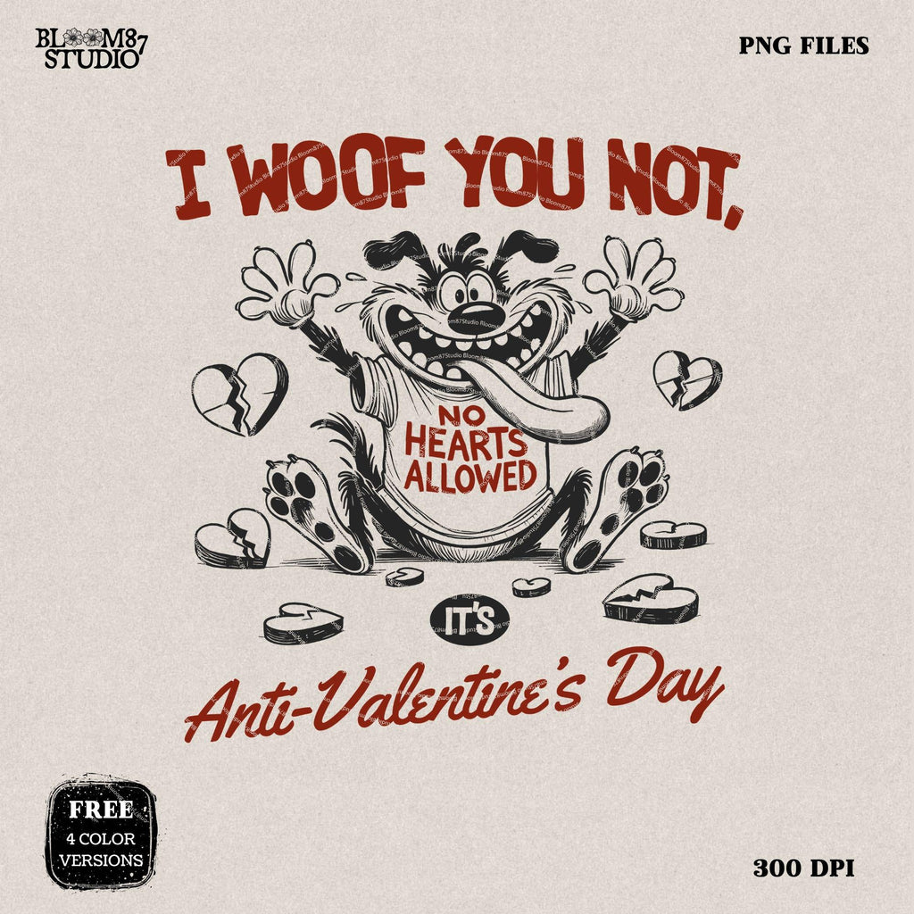 I Woof You Not Design, Funny Anti-Valentine's Day Design, Vintage Retro Funny Dog, Anti Valentine, Sarcastic Valentine, Sublimation Stickers
