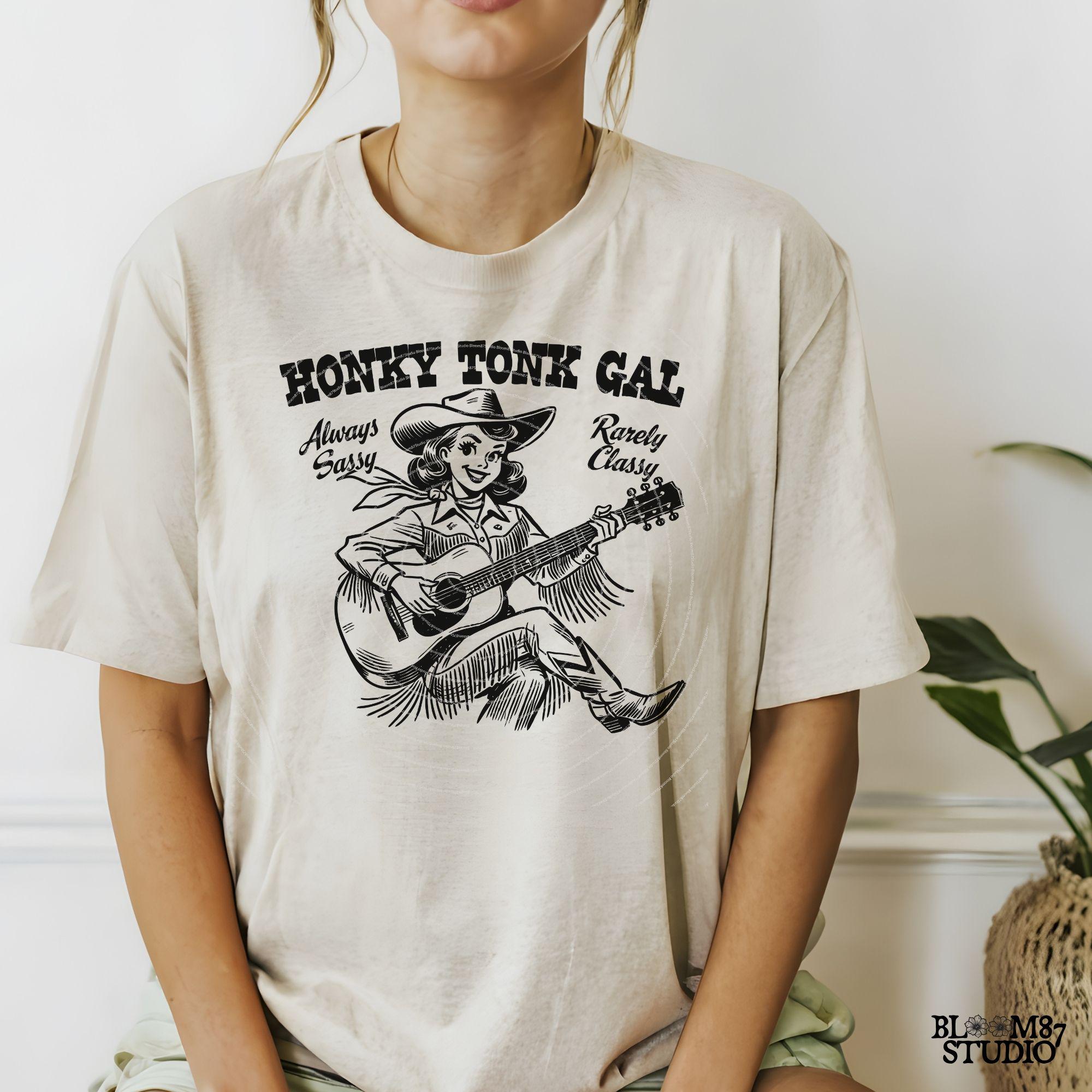 Honky Tonk Gal Western Country PNG Always Sassy Rarely Classy Western Trendy vintage comic Gift for Her for Tees Wall art Stickers Tote Bags