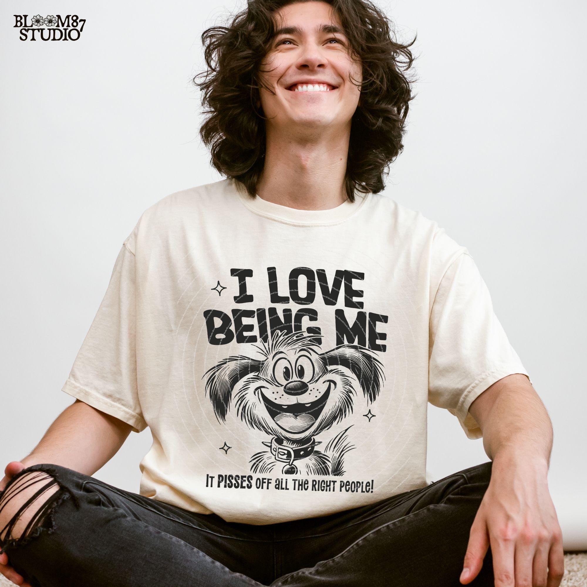 I Love Being Me It Pisses Off All The Right People PNG, Sublimation Design PNG, Sarcastic Adult PNG, Cute Dog Cartoon, Sweary, Funny Saying