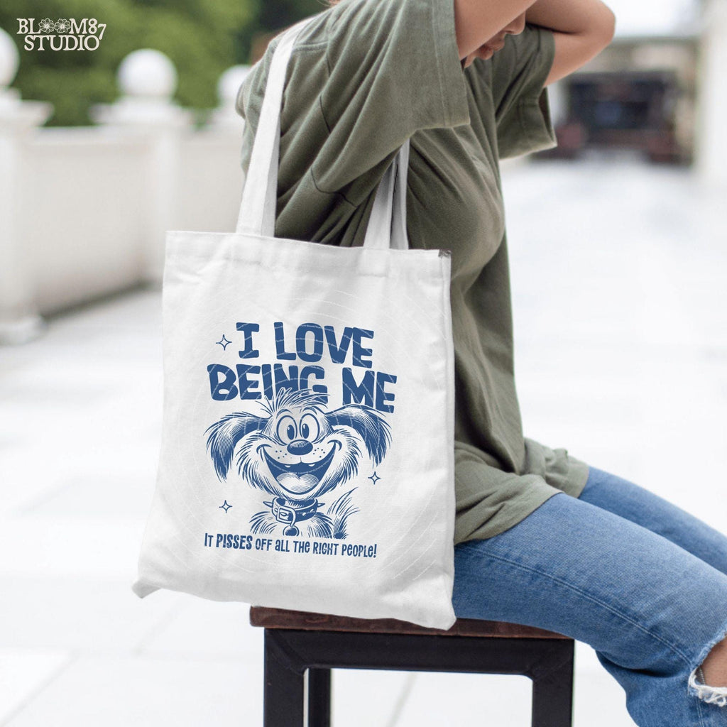 I Love Being Me It Pisses Off All The Right People PNG, Sublimation Design PNG, Sarcastic Adult PNG, Cute Dog Cartoon, Sweary, Funny Saying