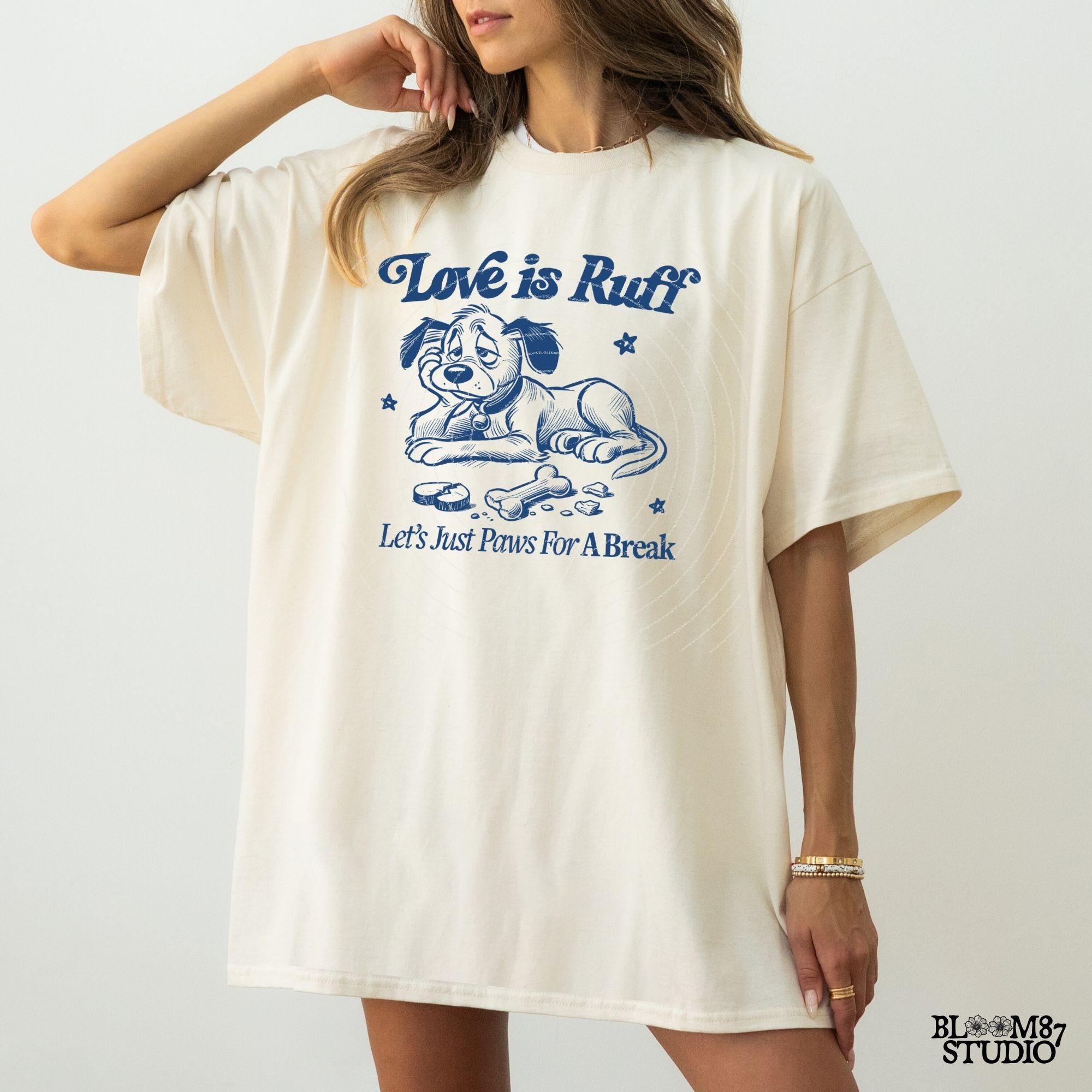 Love is ruff, let’s just paws for a break PNG, Funny Valentine Shirt Design, Vintage Retro Funny Dog, Anti Valentine, Sublimation, Stickers